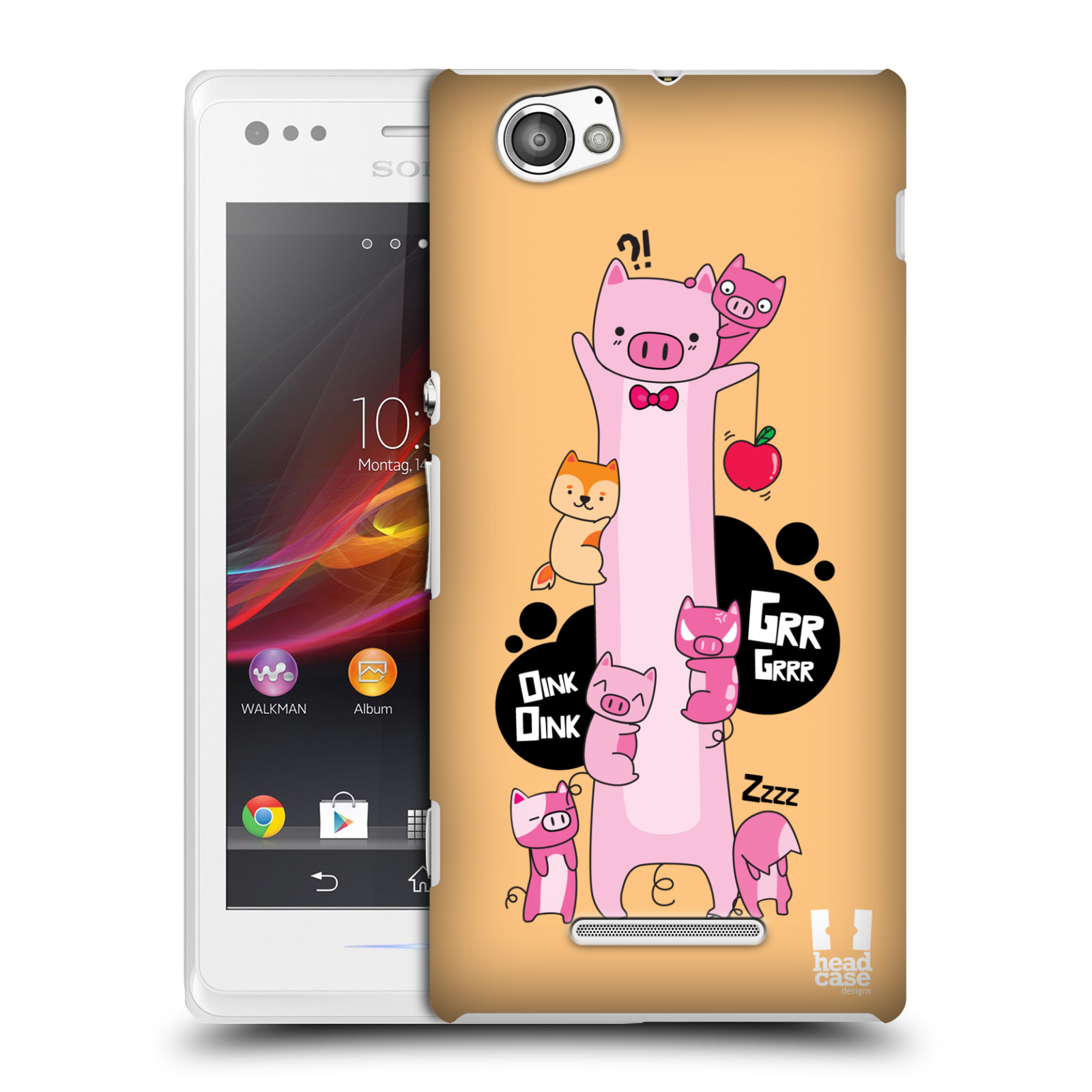 HEAD CASE plastový obal na mobil Sony Xperia M vzor dlouhá zvířátka prasátko růžová