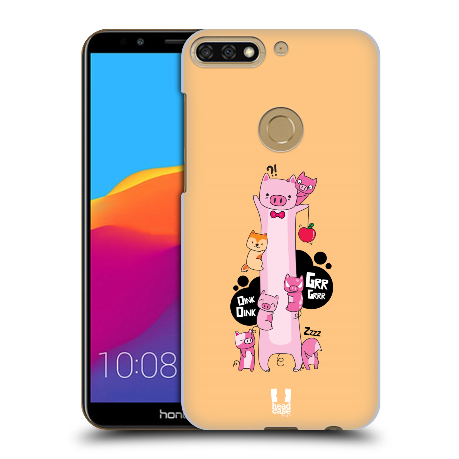HEAD CASE plastový obal na mobil Honor 7c vzor dlouhá zvířátka prasátko růžová