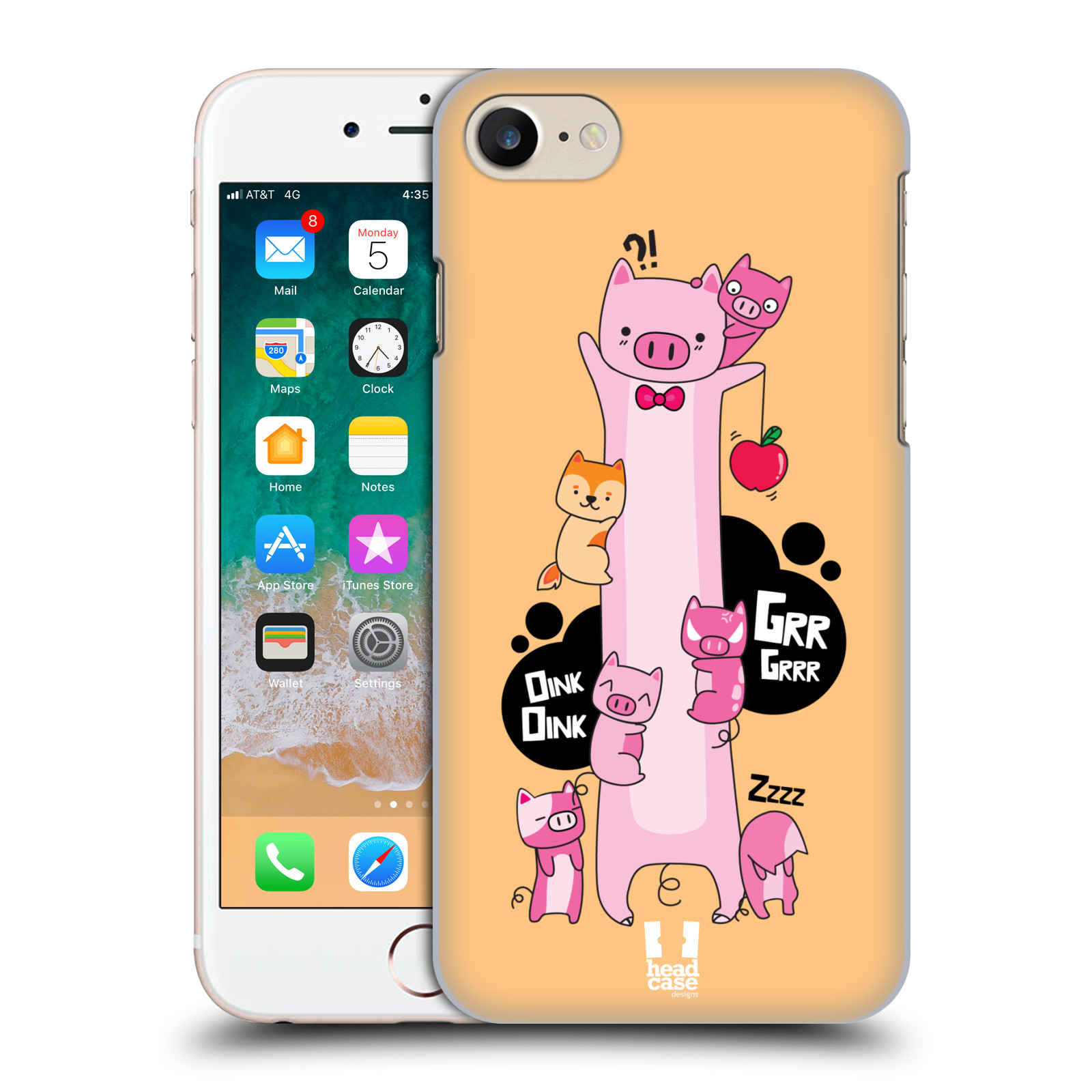 HEAD CASE plastový obal na mobil Apple Iphone 7 vzor dlouhá zvířátka prasátko růžová