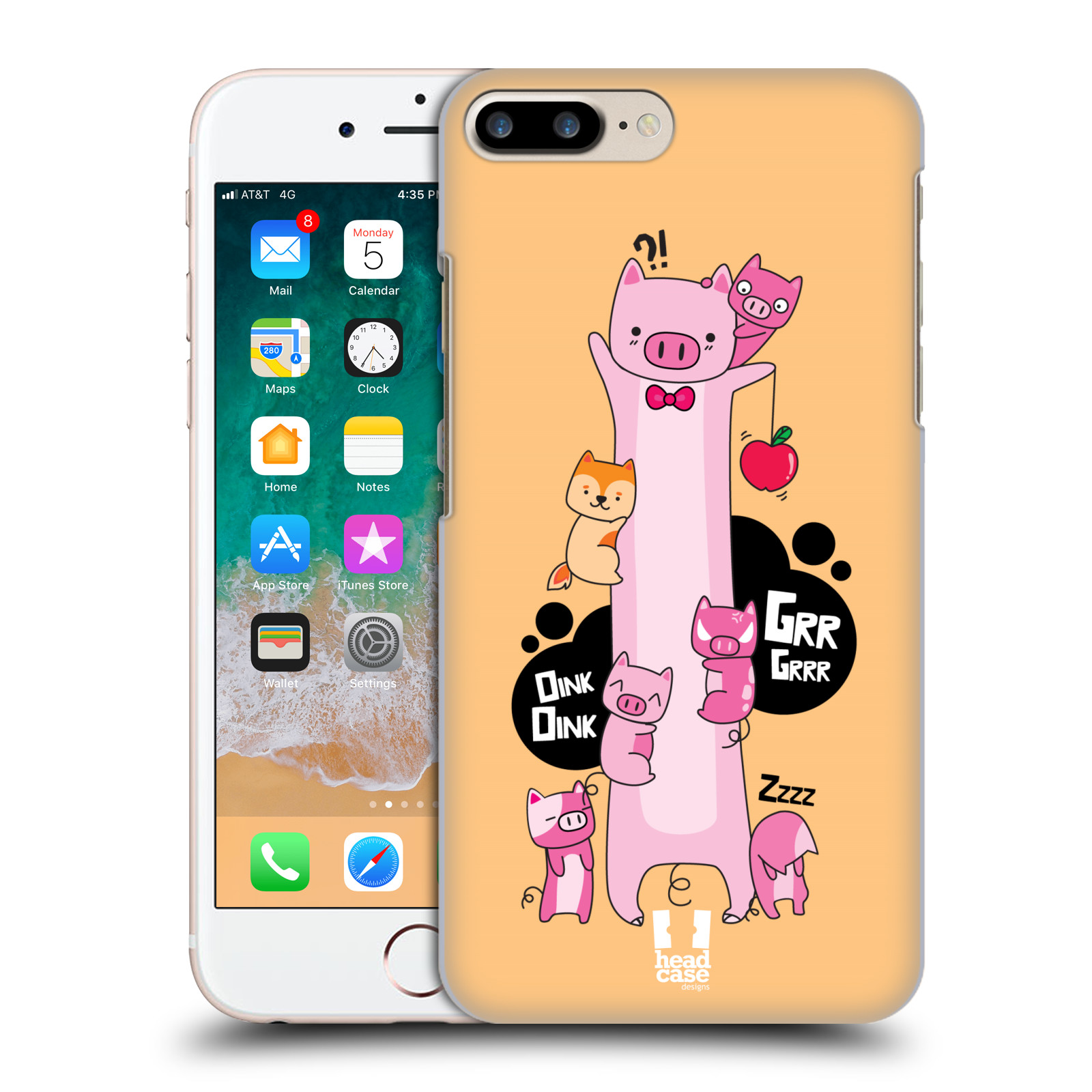 HEAD CASE plastový obal na mobil Apple Iphone 7 PLUS vzor dlouhá zvířátka prasátko růžová
