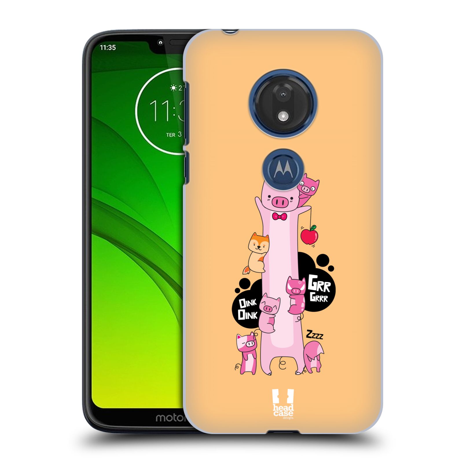 Pouzdro na mobil Motorola Moto G7 Play vzor dlouhá zvířátka prasátko růžová