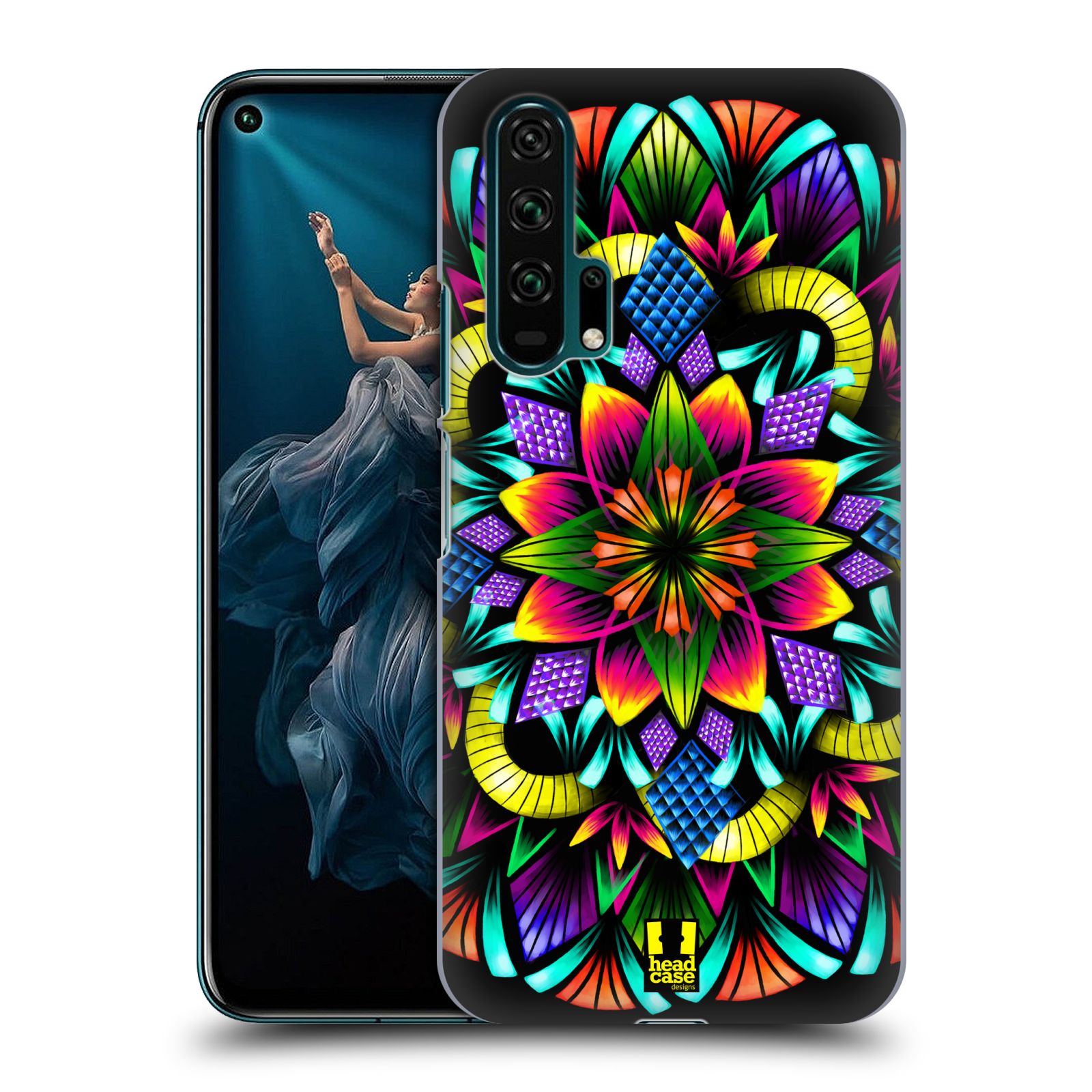 Pouzdro na mobil Honor 20 PRO - HEAD CASE - vzor Indie Mandala kaleidoskop barevný vzor KVĚTINA