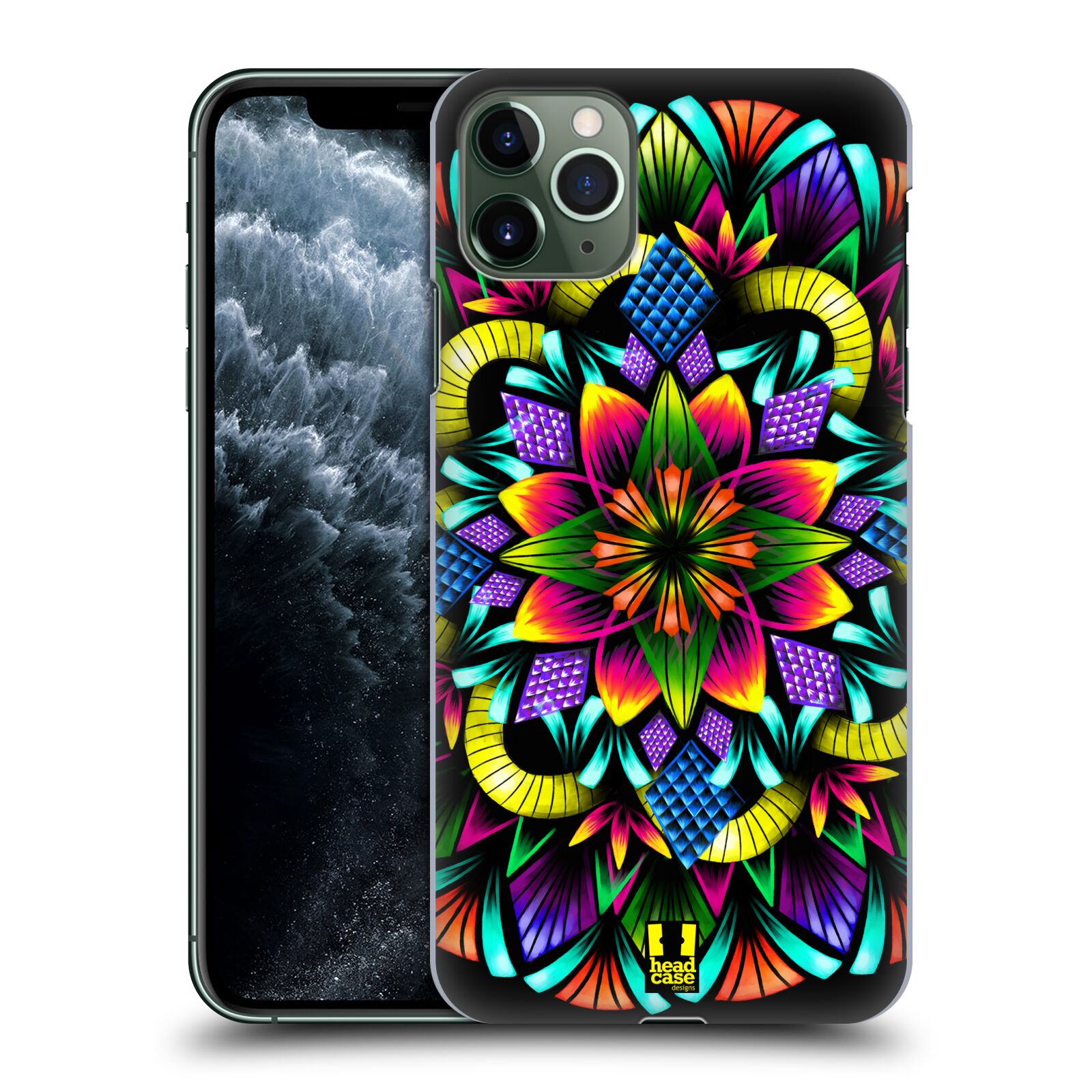 Pouzdro na mobil Apple Iphone 11 PRO MAX - HEAD CASE - vzor Indie Mandala kaleidoskop barevný vzor KVĚTINA