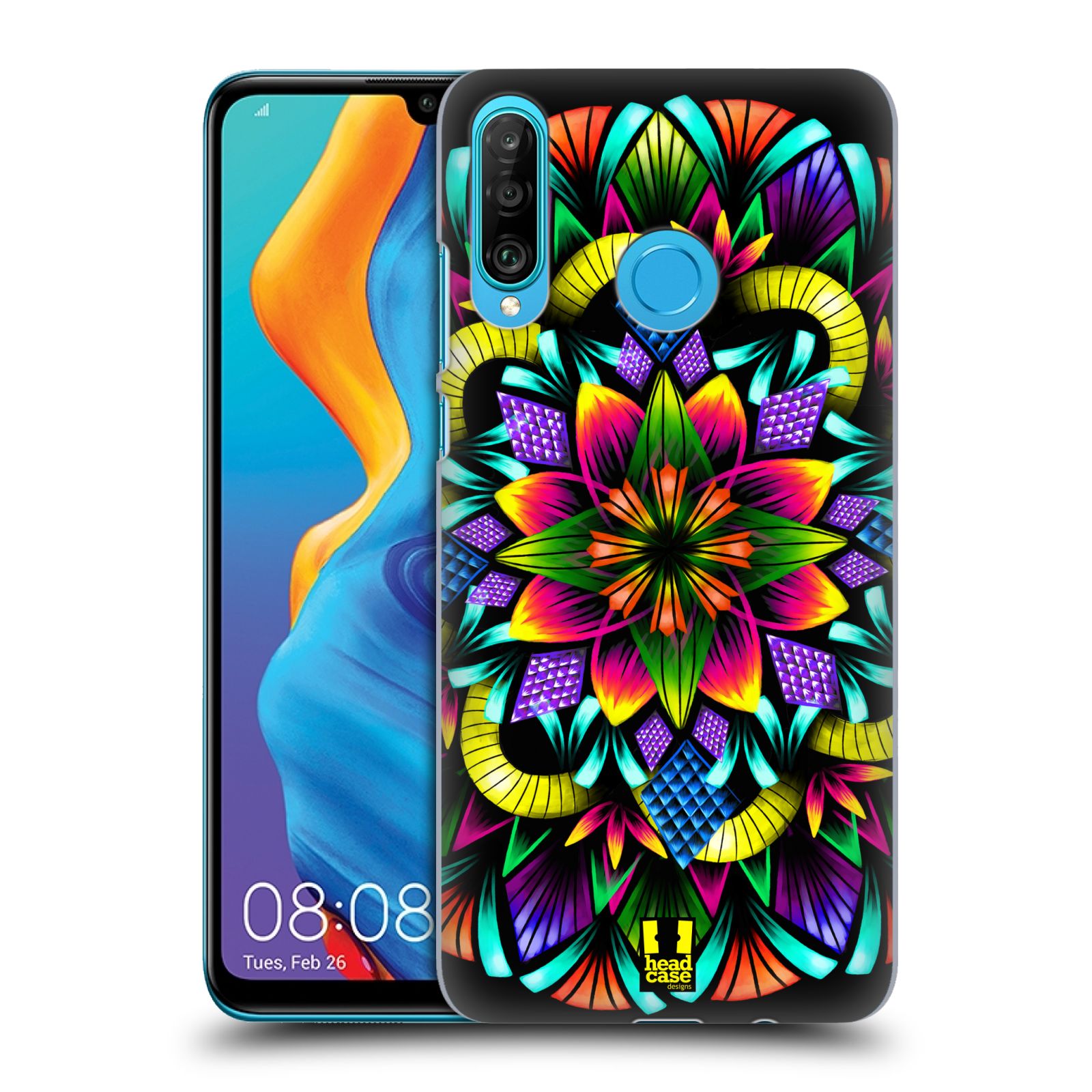 Pouzdro na mobil Huawei P30 LITE - HEAD CASE - vzor Indie Mandala kaleidoskop barevný vzor KVĚTINA
