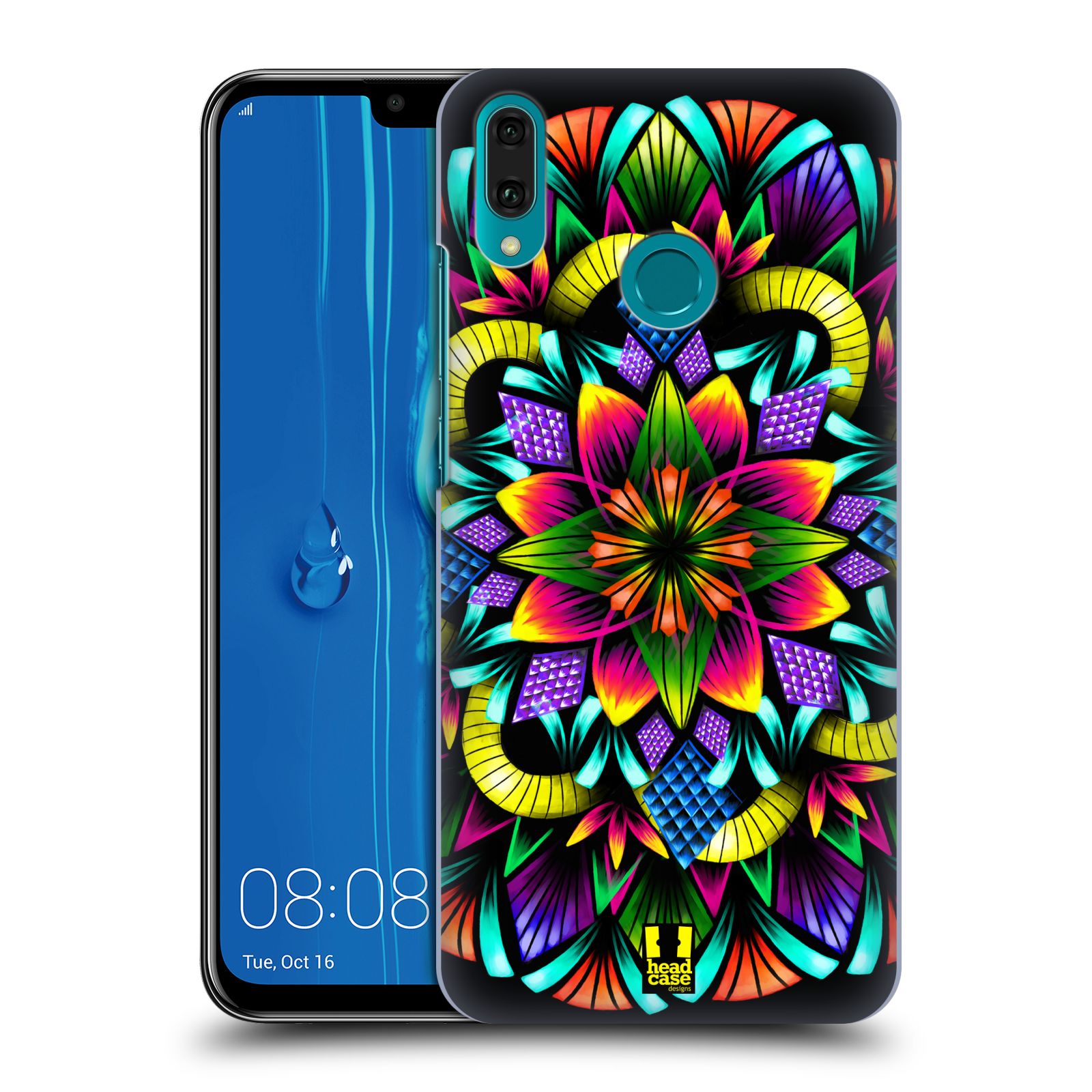 Pouzdro na mobil Huawei Y9 2019 - HEAD CASE - vzor Indie Mandala kaleidoskop barevný vzor KVĚTINA