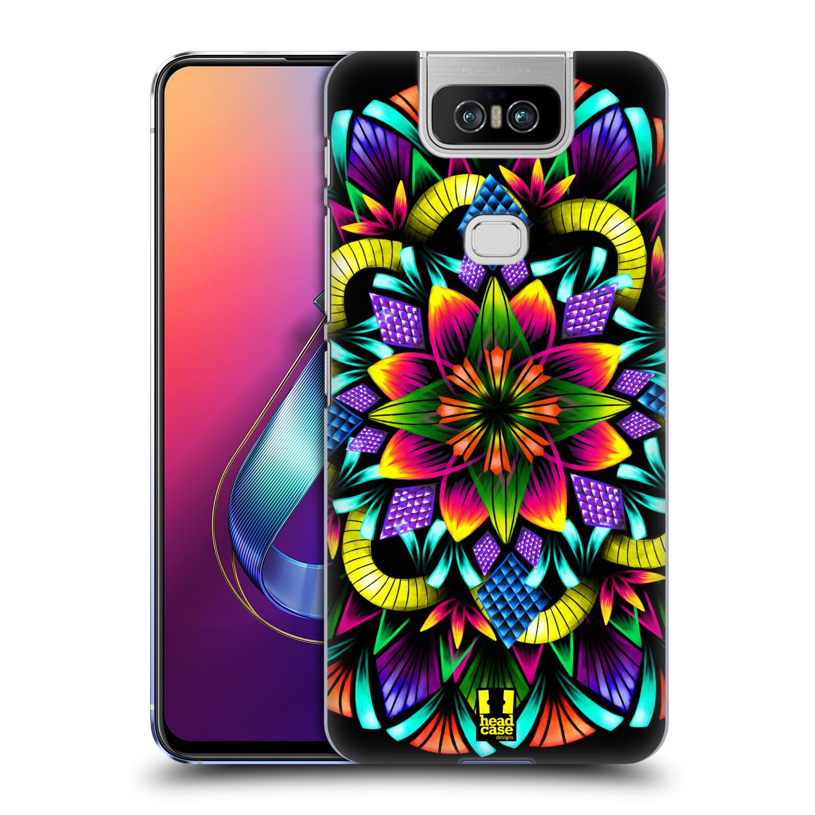 Pouzdro na mobil Asus Zenfone 6 ZS630KL - HEAD CASE - vzor Indie Mandala kaleidoskop barevný vzor KVĚTINA