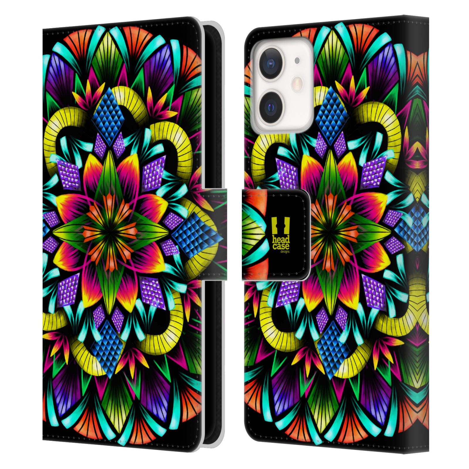 Pouzdro pro mobil Apple Iphone 12 MINI zářivá mandala kaleidoskop květina