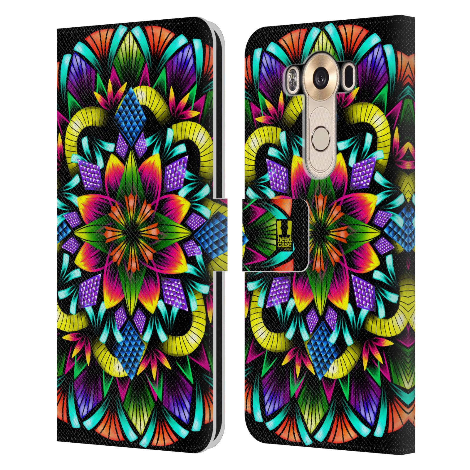 HEAD CASE Flipové pouzdro pro mobil LG V10 zářivá mandala kaleidoskop květina