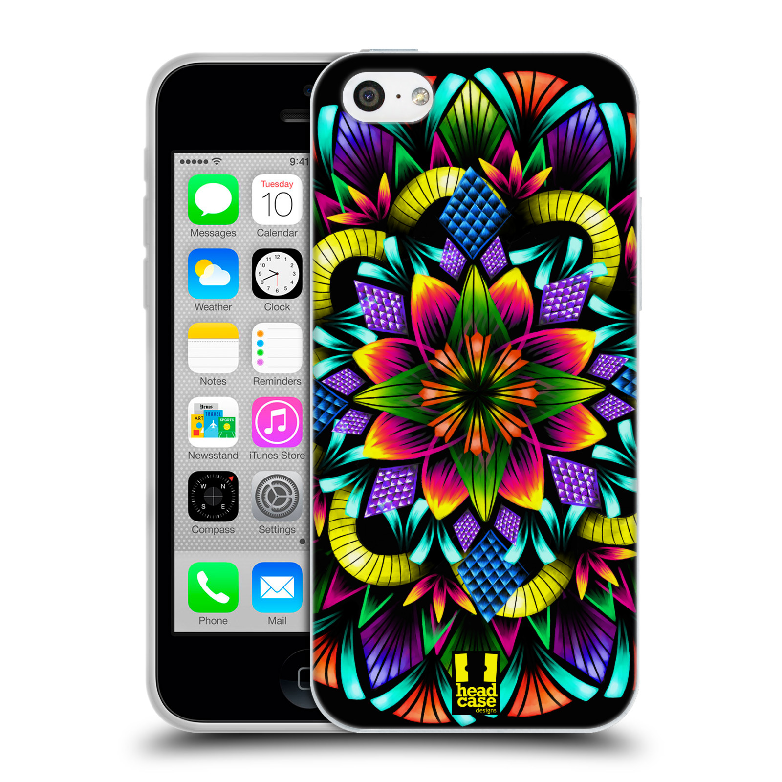 HEAD CASE silikonový obal na mobil Apple Iphone 5C vzor Indie Mandala kaleidoskop barevný vzor KVĚTINA
