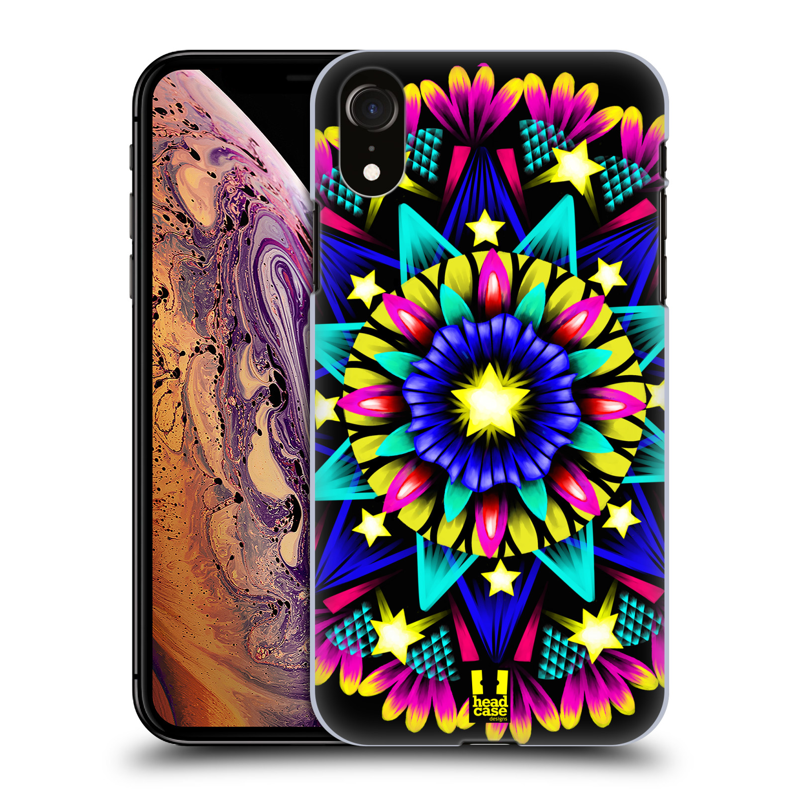 HEAD CASE plastový obal na mobil Apple Iphone XR vzor Indie Mandala kaleidoskop barevný vzor HVĚZDA