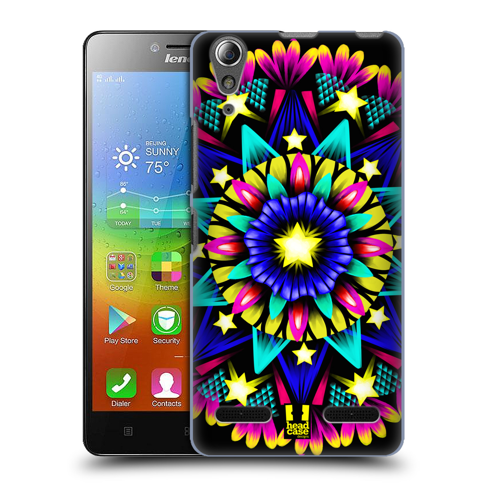 HEAD CASE pevný plastový obal na mobil LENOVO A6000 / A6000 PLUS vzor Indie Mandala kaleidoskop barevný vzor HVĚZDA