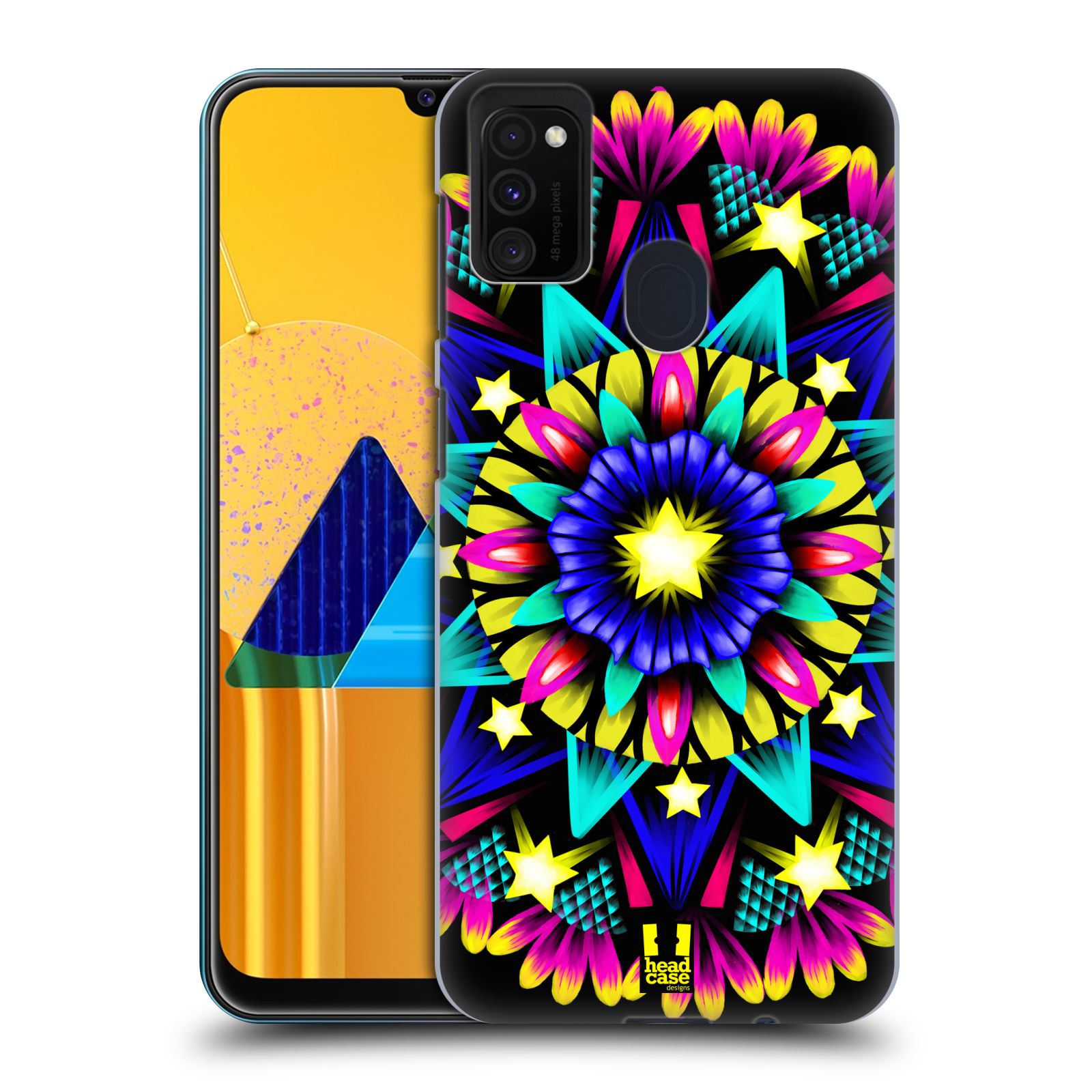 Zadní kryt na mobil Samsung Galaxy M21 vzor Indie Mandala kaleidoskop barevný vzor HVĚZDA