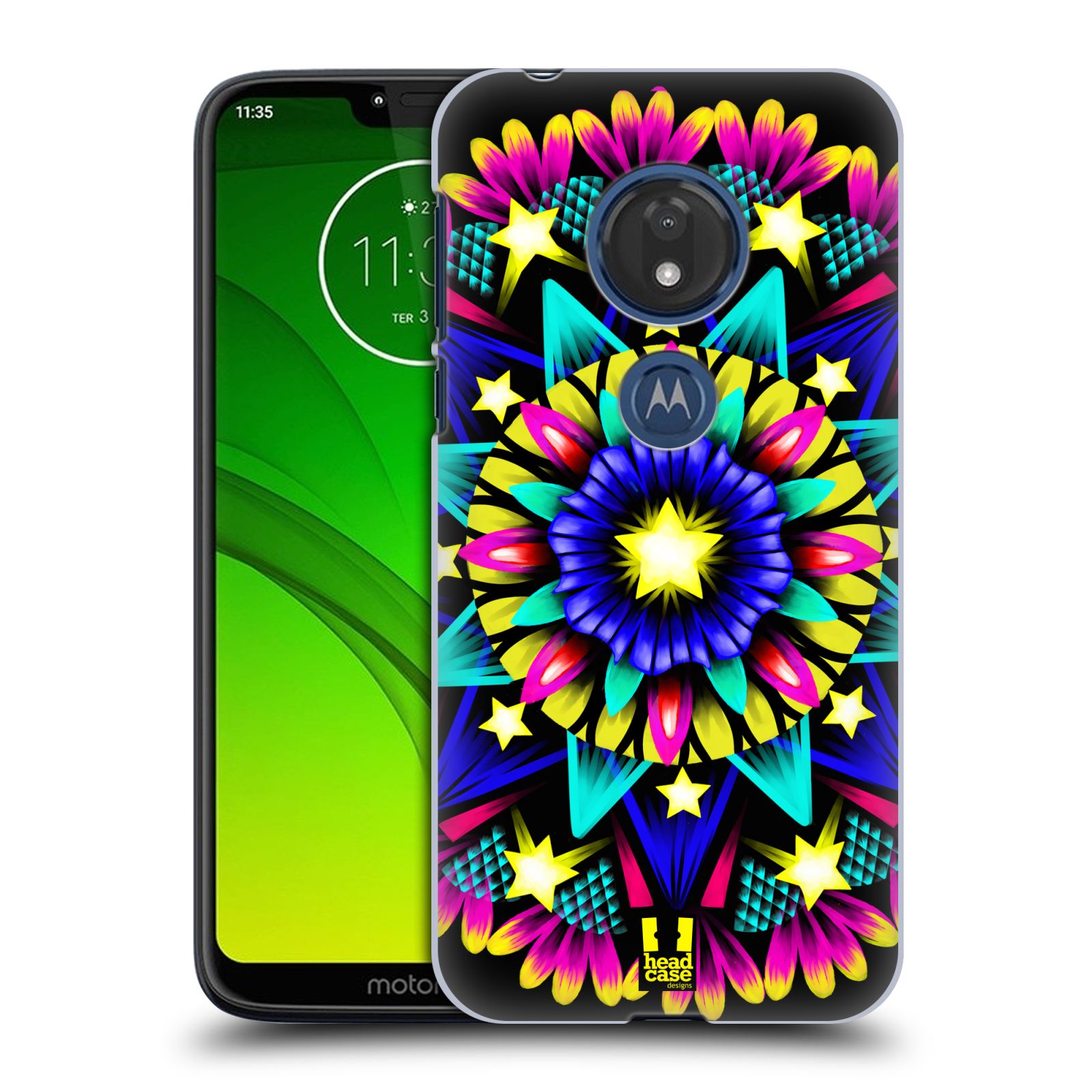 Pouzdro na mobil Motorola Moto G7 Play vzor Indie Mandala kaleidoskop barevný vzor HVĚZDA