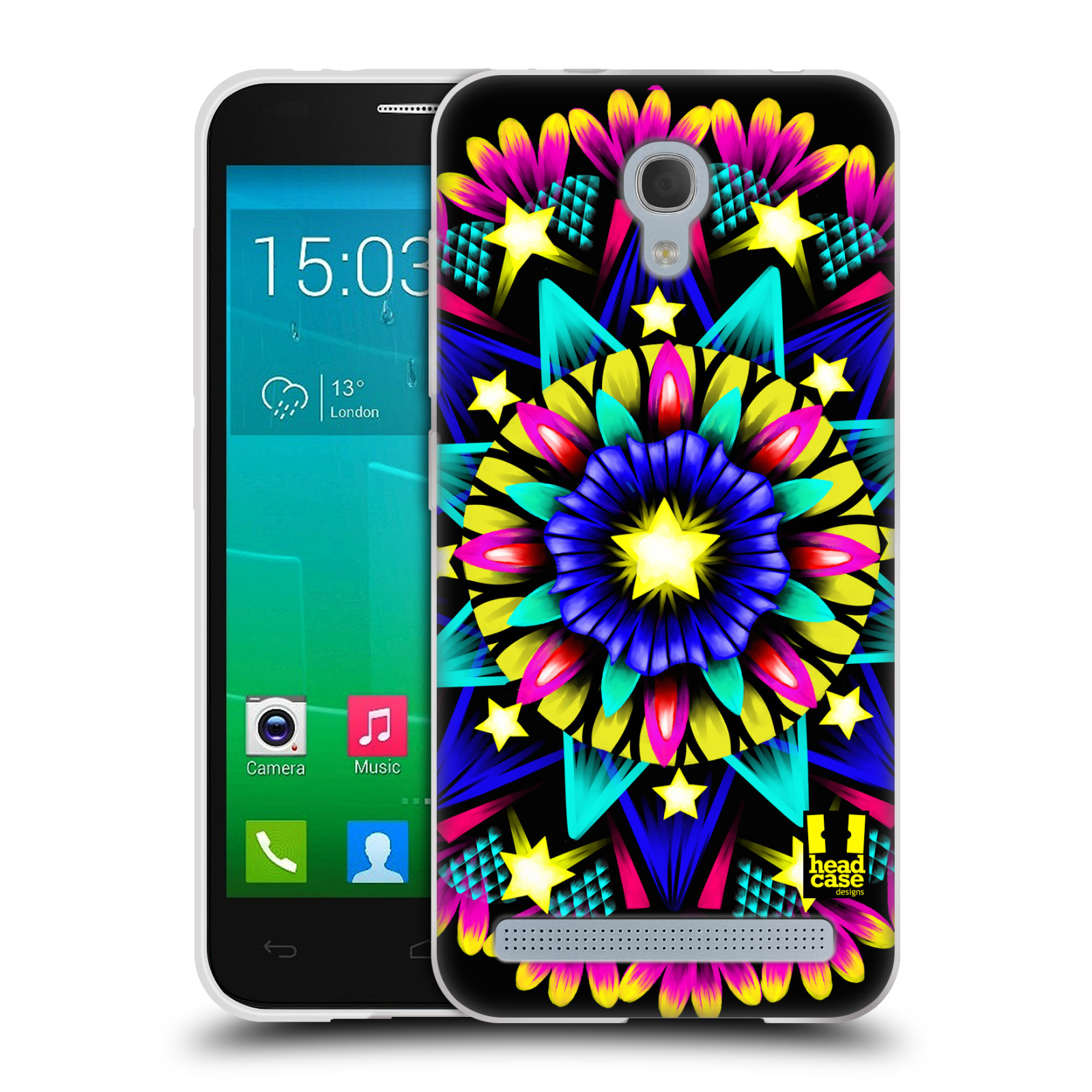 HEAD CASE silikonový obal na mobil Alcatel Idol 2 MINI S 6036Y vzor Indie Mandala kaleidoskop barevný vzor HVĚZDA