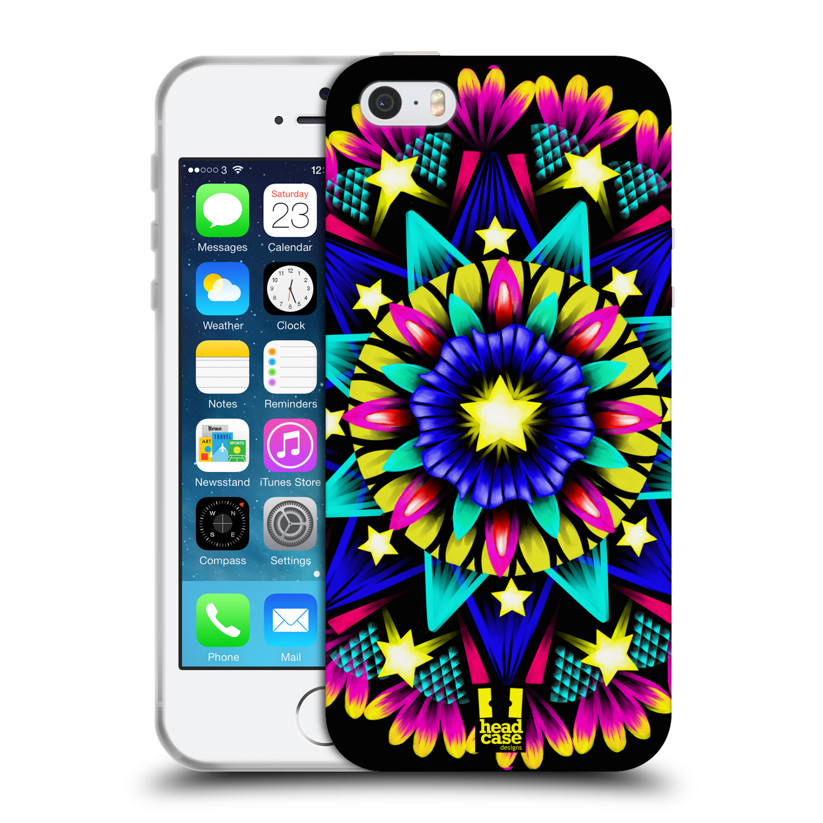 HEAD CASE silikonový obal na mobil Apple Iphone 5/5S vzor Indie Mandala kaleidoskop barevný vzor HVĚZDA