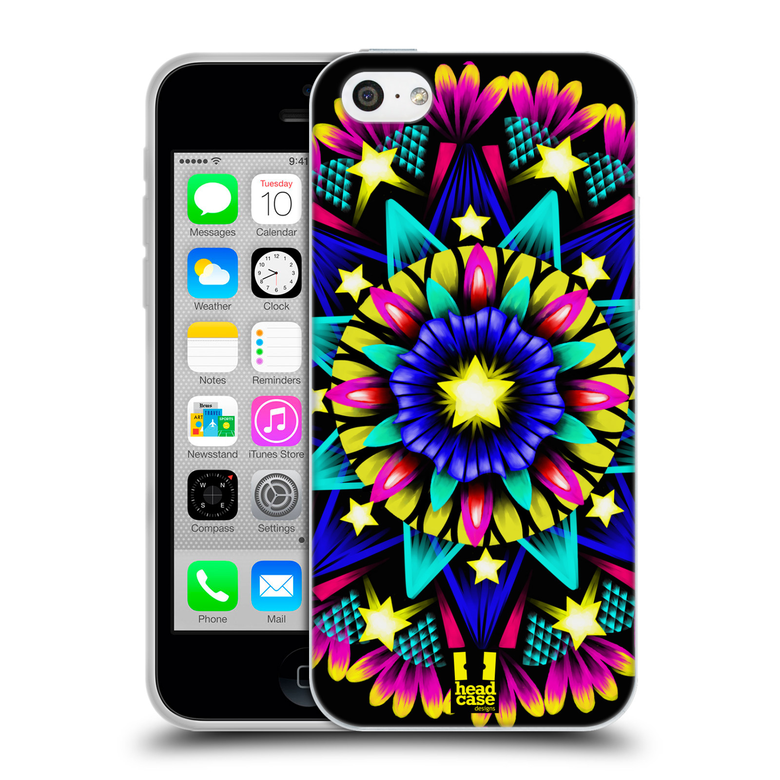 HEAD CASE silikonový obal na mobil Apple Iphone 5C vzor Indie Mandala kaleidoskop barevný vzor HVĚZDA