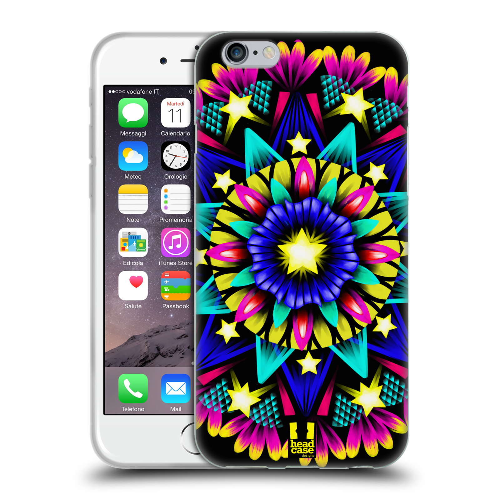 HEAD CASE silikonový obal na mobil Apple Iphone 6/6S vzor Indie Mandala kaleidoskop barevný vzor HVĚZDA