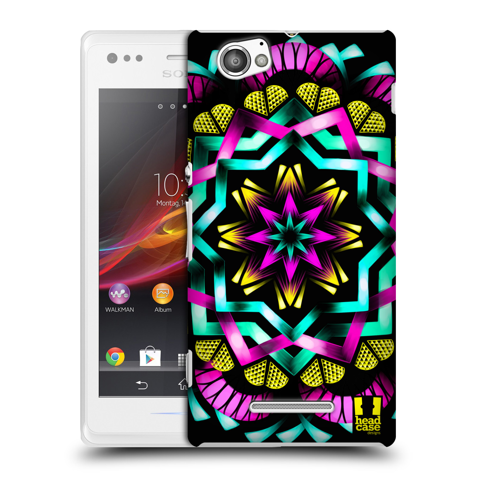 HEAD CASE plastový obal na mobil Sony Xperia M vzor Indie Mandala kaleidoskop barevný vzor SLUNCE