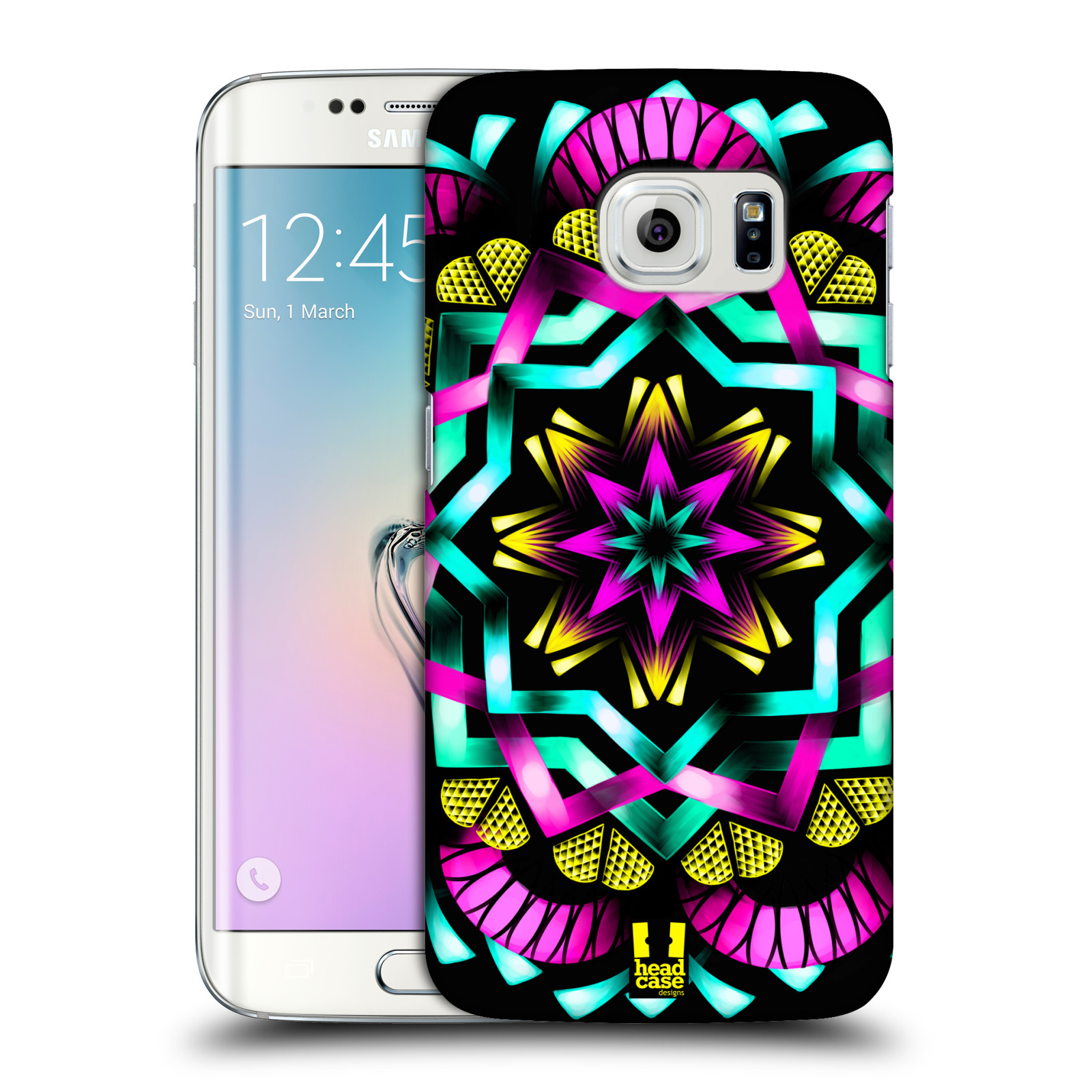 HEAD CASE plastový obal na mobil SAMSUNG Galaxy S6 EDGE (G9250, G925, G925F) vzor Indie Mandala kaleidoskop barevný vzor SLUNCE