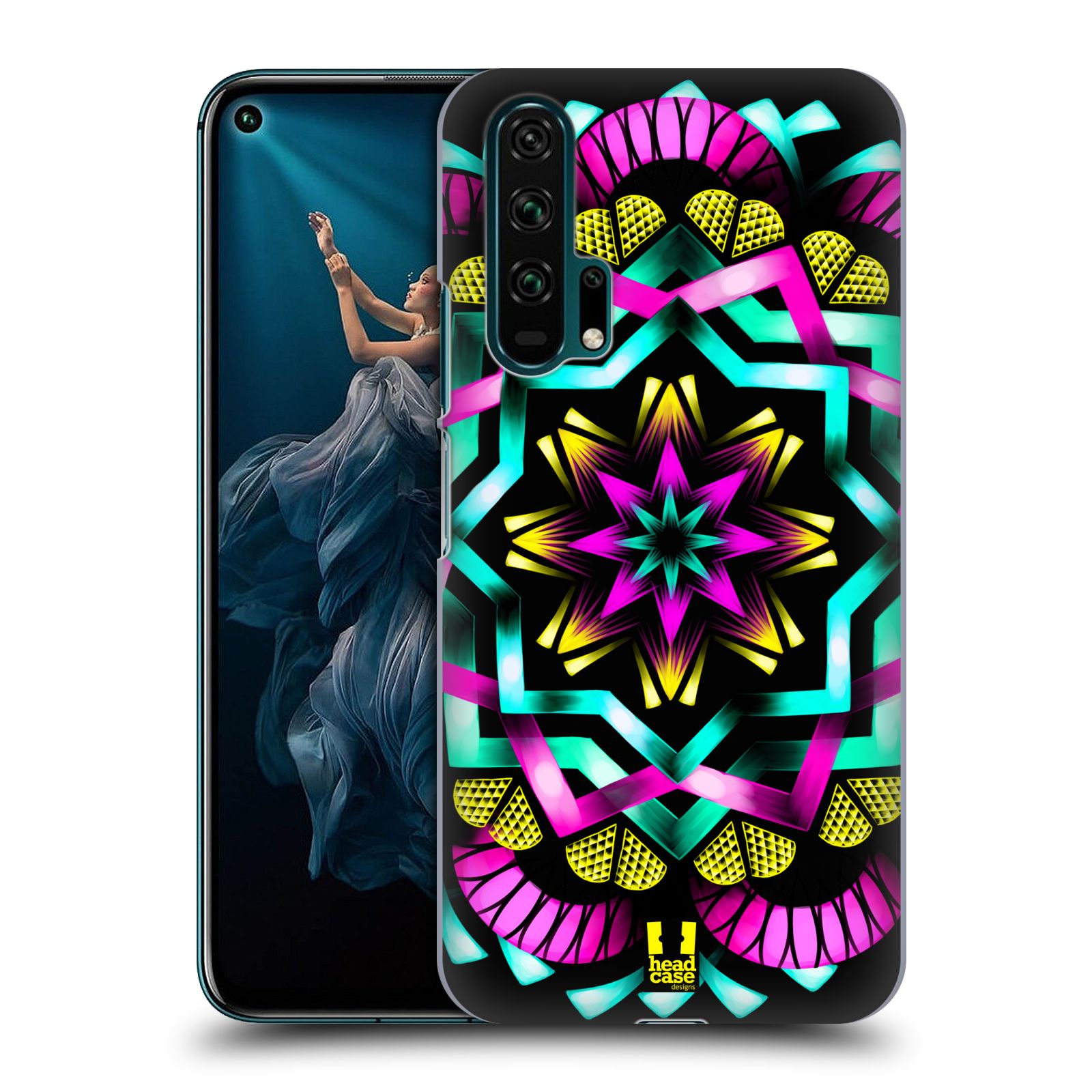 Pouzdro na mobil Honor 20 PRO - HEAD CASE - vzor Indie Mandala kaleidoskop barevný vzor SLUNCE