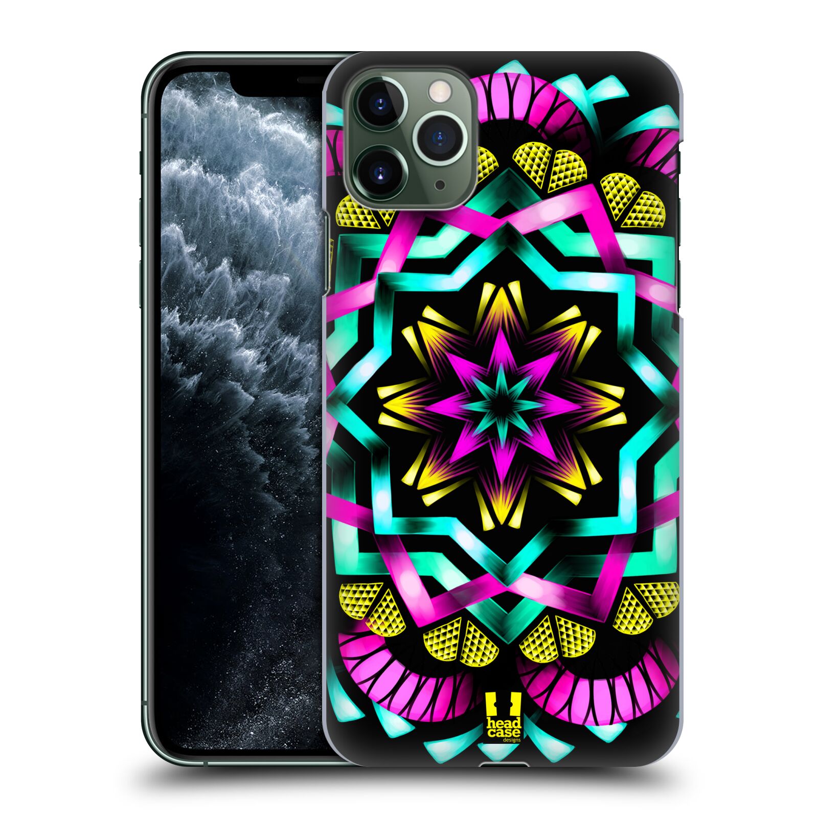 Pouzdro na mobil Apple Iphone 11 PRO MAX - HEAD CASE - vzor Indie Mandala kaleidoskop barevný vzor SLUNCE