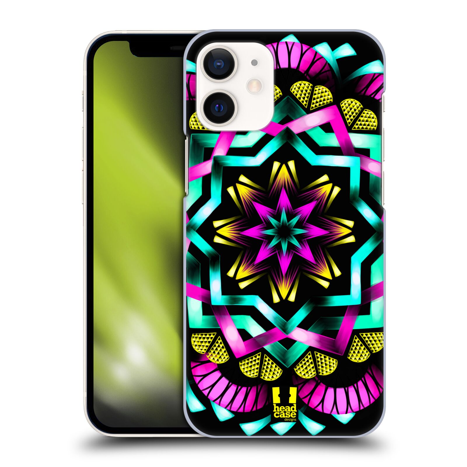 Plastový obal na mobil Apple Iphone 12 MINI vzor Indie Mandala kaleidoskop barevný vzor SLUNCE