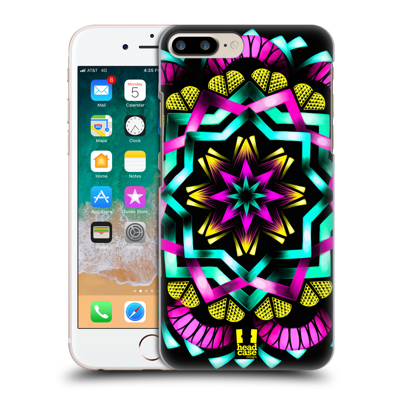 Plastové pouzdro pro mobil Apple Iphone 8 PLUS vzor Indie Mandala kaleidoskop barevný vzor SLUNCE