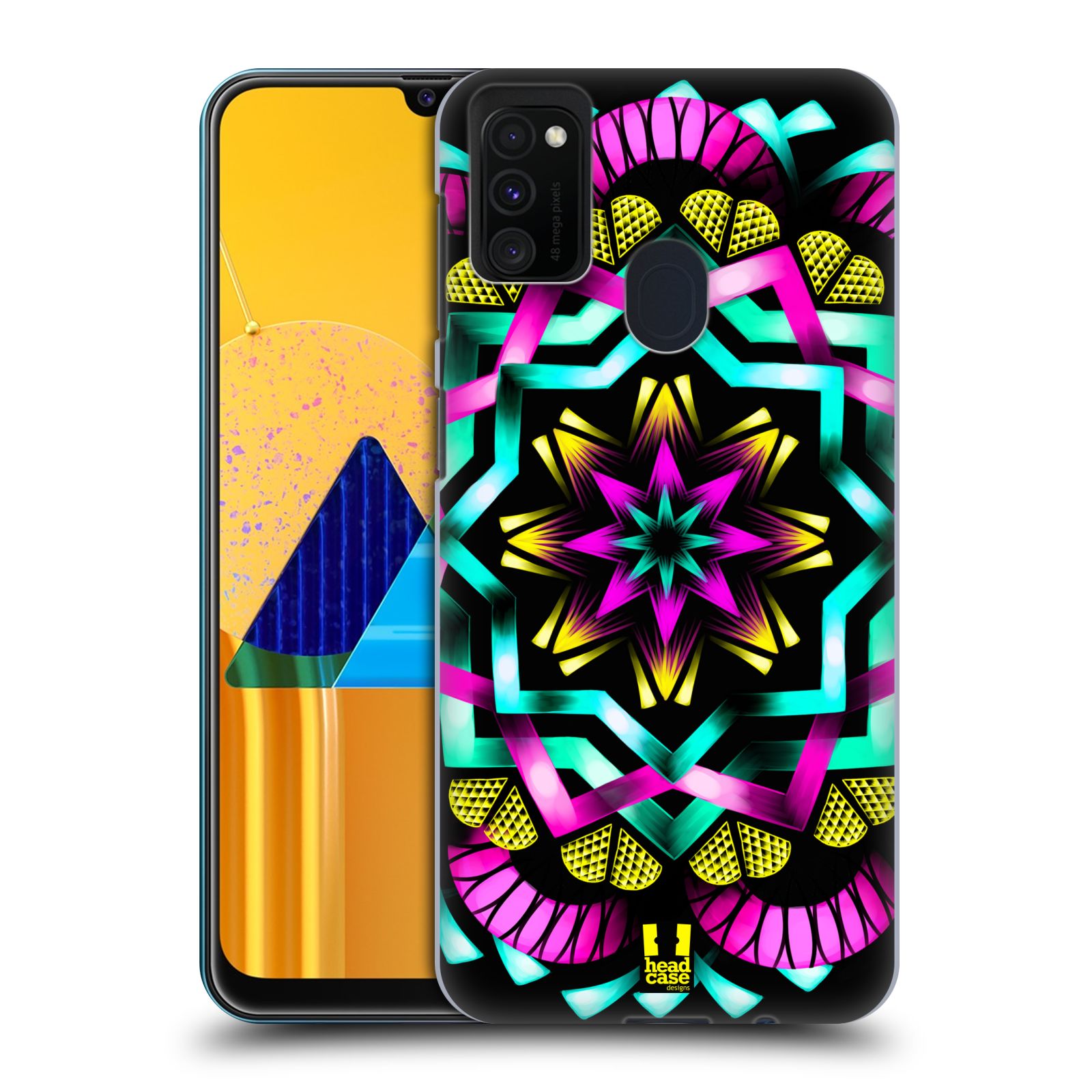 Zadní kryt na mobil Samsung Galaxy M21 vzor Indie Mandala kaleidoskop barevný vzor SLUNCE