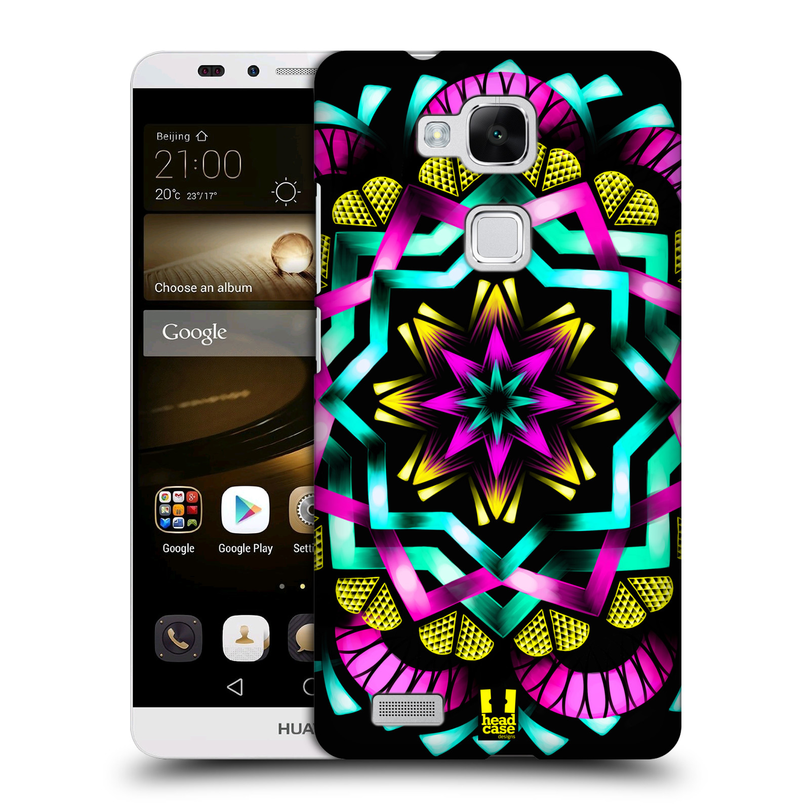HEAD CASE plastový obal na mobil Huawei Mate 7 vzor Indie Mandala kaleidoskop barevný vzor SLUNCE
