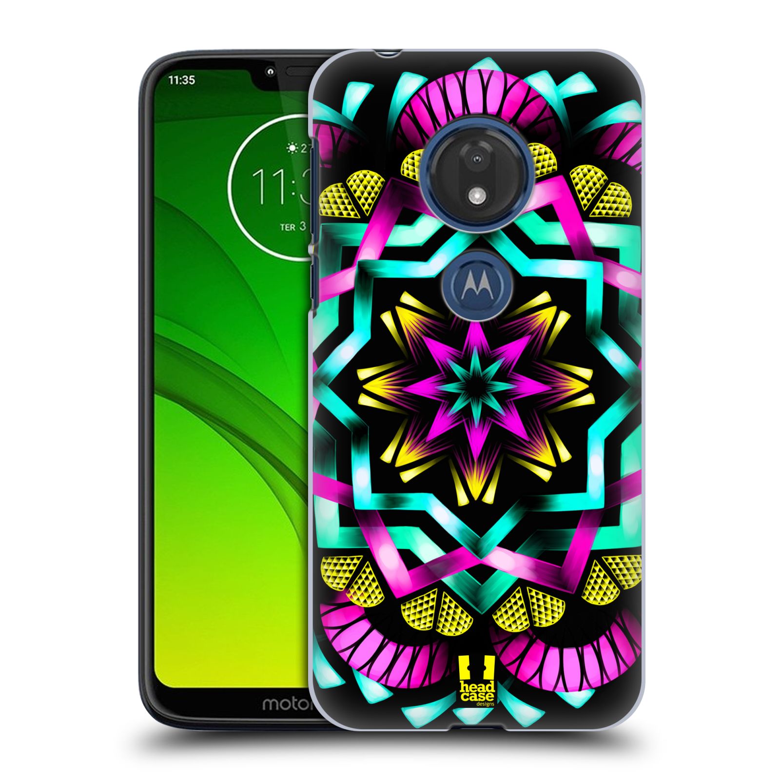 Pouzdro na mobil Motorola Moto G7 Play vzor Indie Mandala kaleidoskop barevný vzor SLUNCE