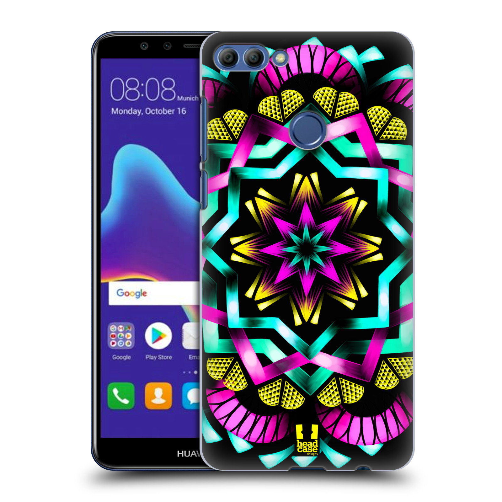 HEAD CASE plastový obal na mobil Huawei Y9 2018 vzor Indie Mandala kaleidoskop barevný vzor SLUNCE