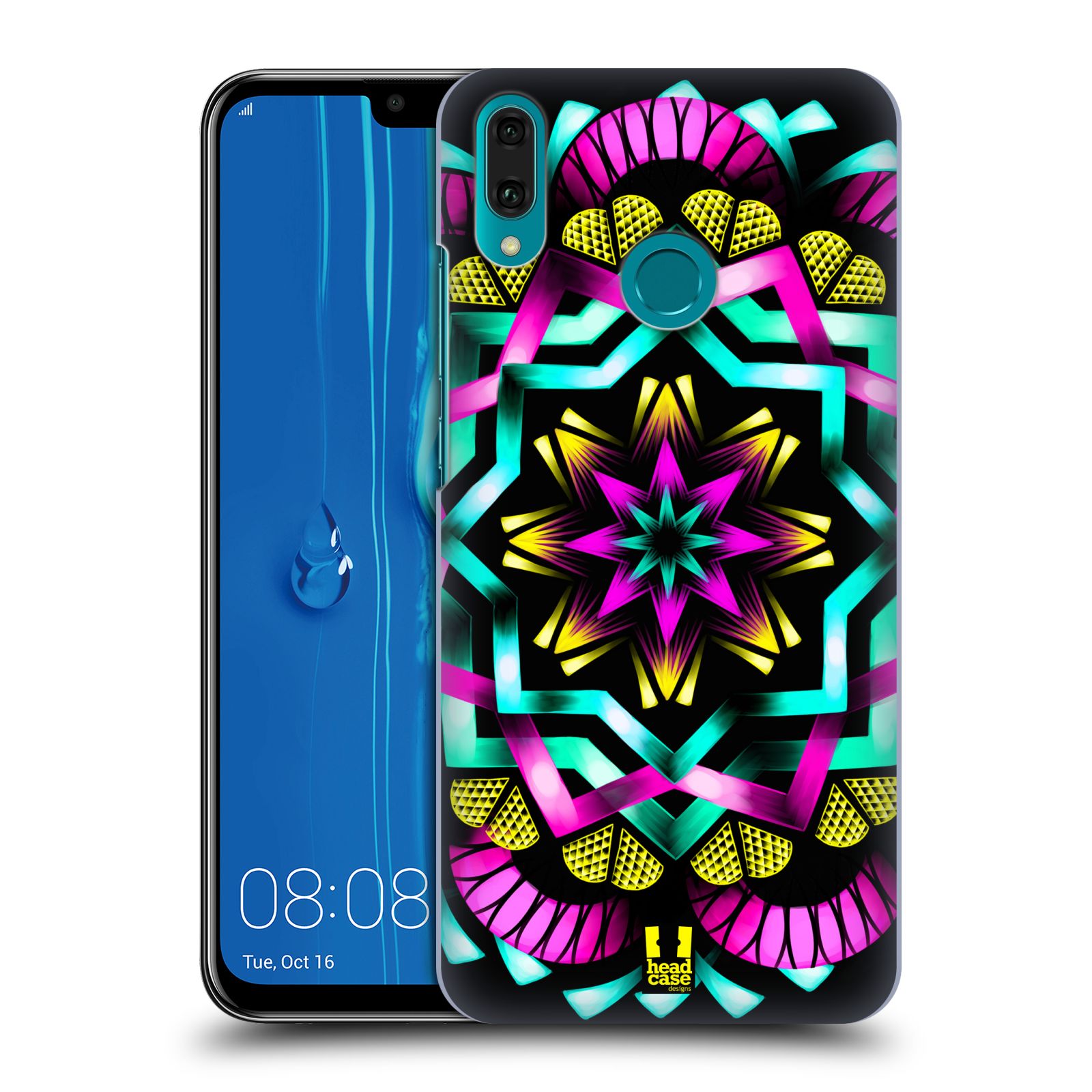 Pouzdro na mobil Huawei Y9 2019 - HEAD CASE - vzor Indie Mandala kaleidoskop barevný vzor SLUNCE