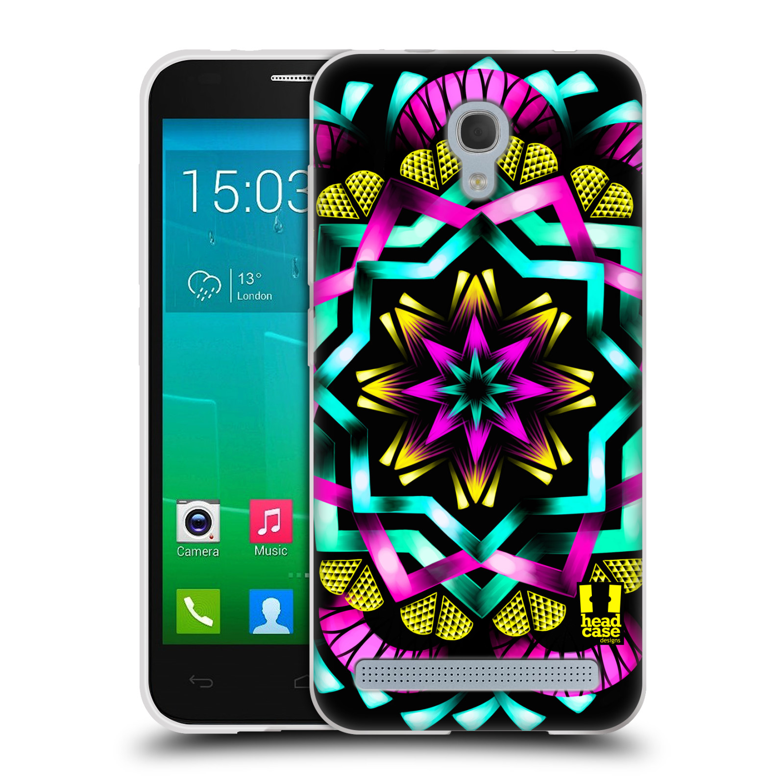 HEAD CASE silikonový obal na mobil Alcatel Idol 2 MINI S 6036Y vzor Indie Mandala kaleidoskop barevný vzor SLUNCE