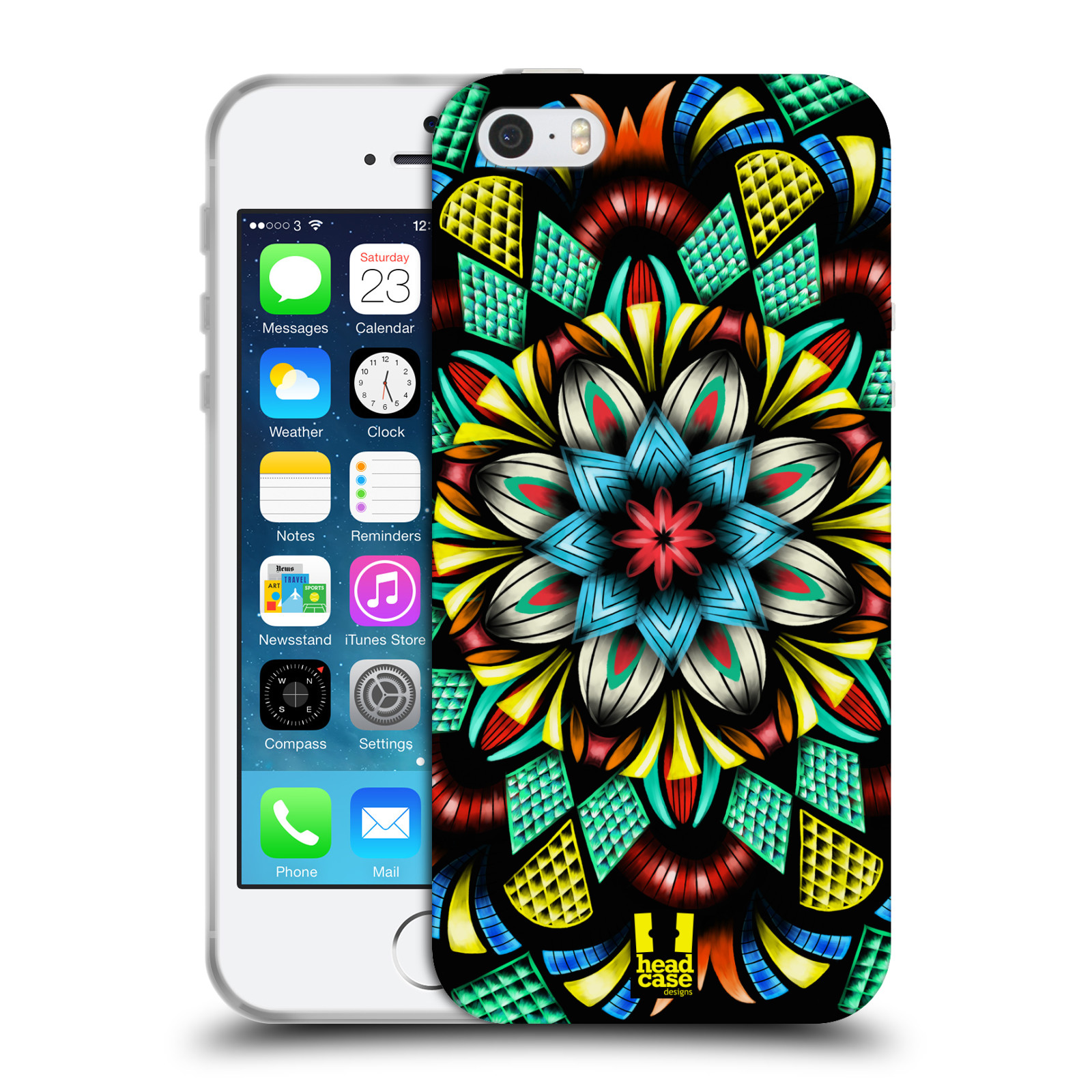 HEAD CASE silikonový obal na mobil Apple Iphone 5/5S vzor Indie Mandala kaleidoskop barevný vzor TRADIČNÍ