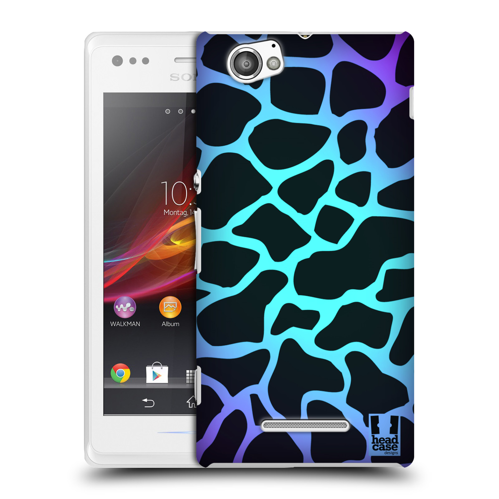 HEAD CASE plastový obal na mobil Sony Xperia M vzor Divočina zvíře tyrkysová žirafa magický vzor