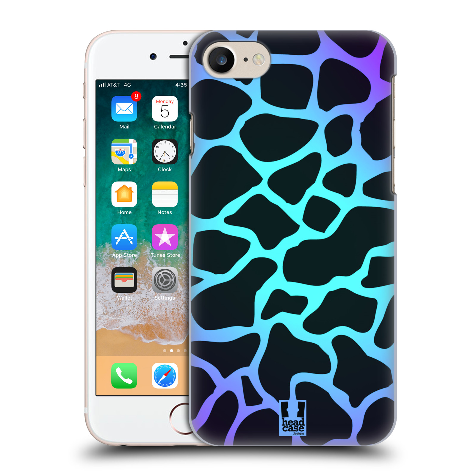 HEAD CASE plastový obal na mobil Apple Iphone 7 vzor Divočina zvíře tyrkysová žirafa magický vzor