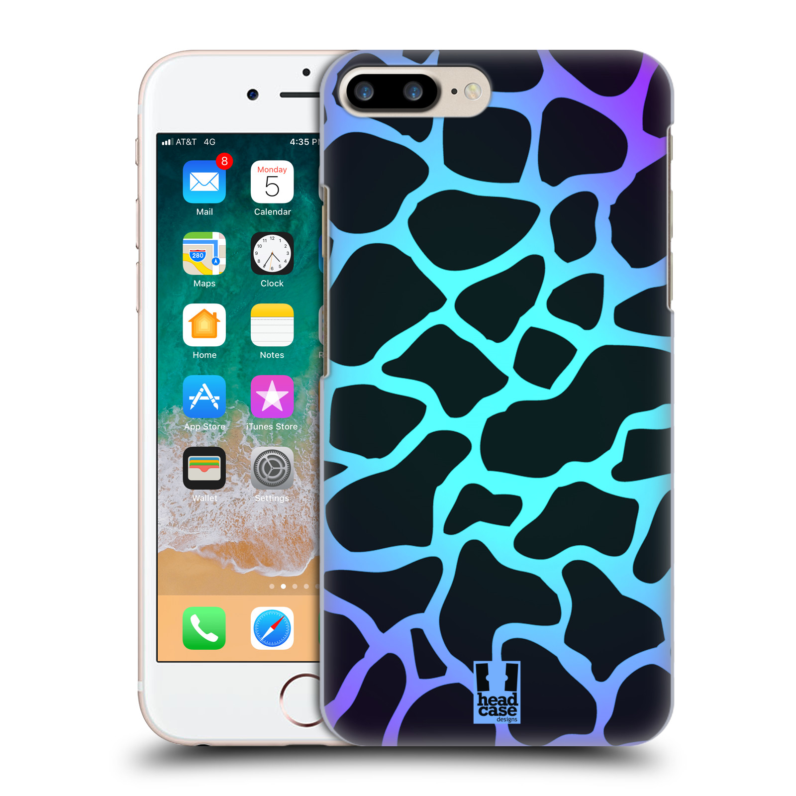 HEAD CASE plastový obal na mobil Apple Iphone 7 PLUS vzor Divočina zvíře tyrkysová žirafa magický vzor