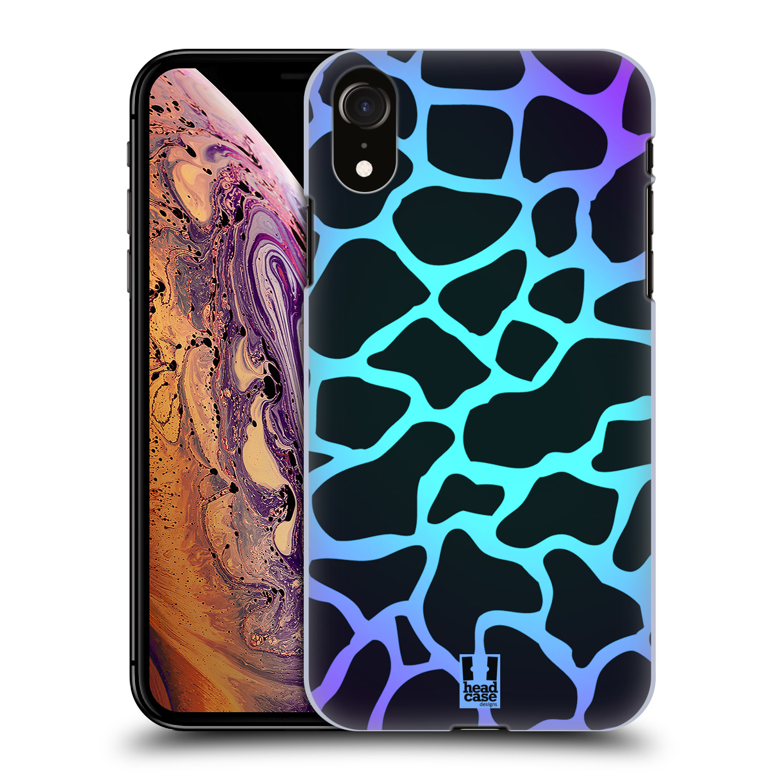 HEAD CASE plastový obal na mobil Apple Iphone XR vzor Divočina zvíře tyrkysová žirafa magický vzor