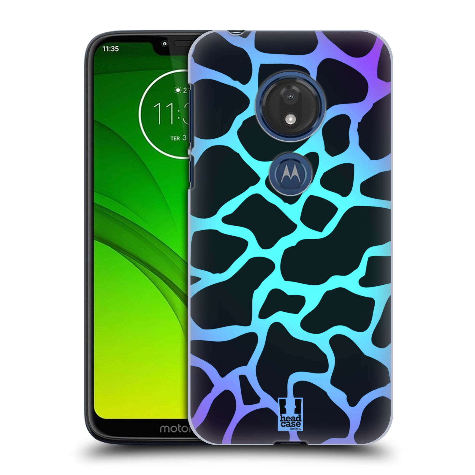 Pouzdro na mobil Motorola Moto G7 Play vzor Divočina zvíře tyrkysová žirafa magický vzor