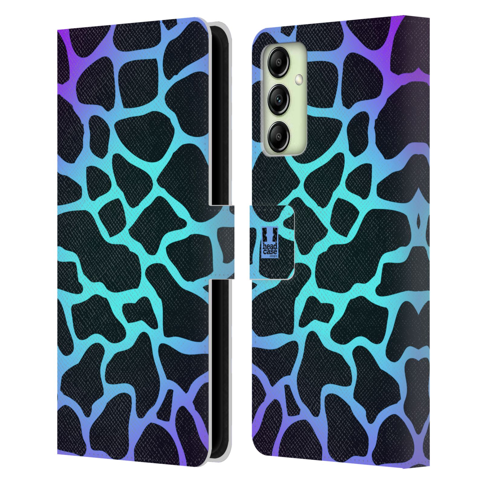 Pouzdro HEAD CASE na mobil Samsung Galaxy A14 Zvířecí barevné vzory magická tyrkysova žirafa