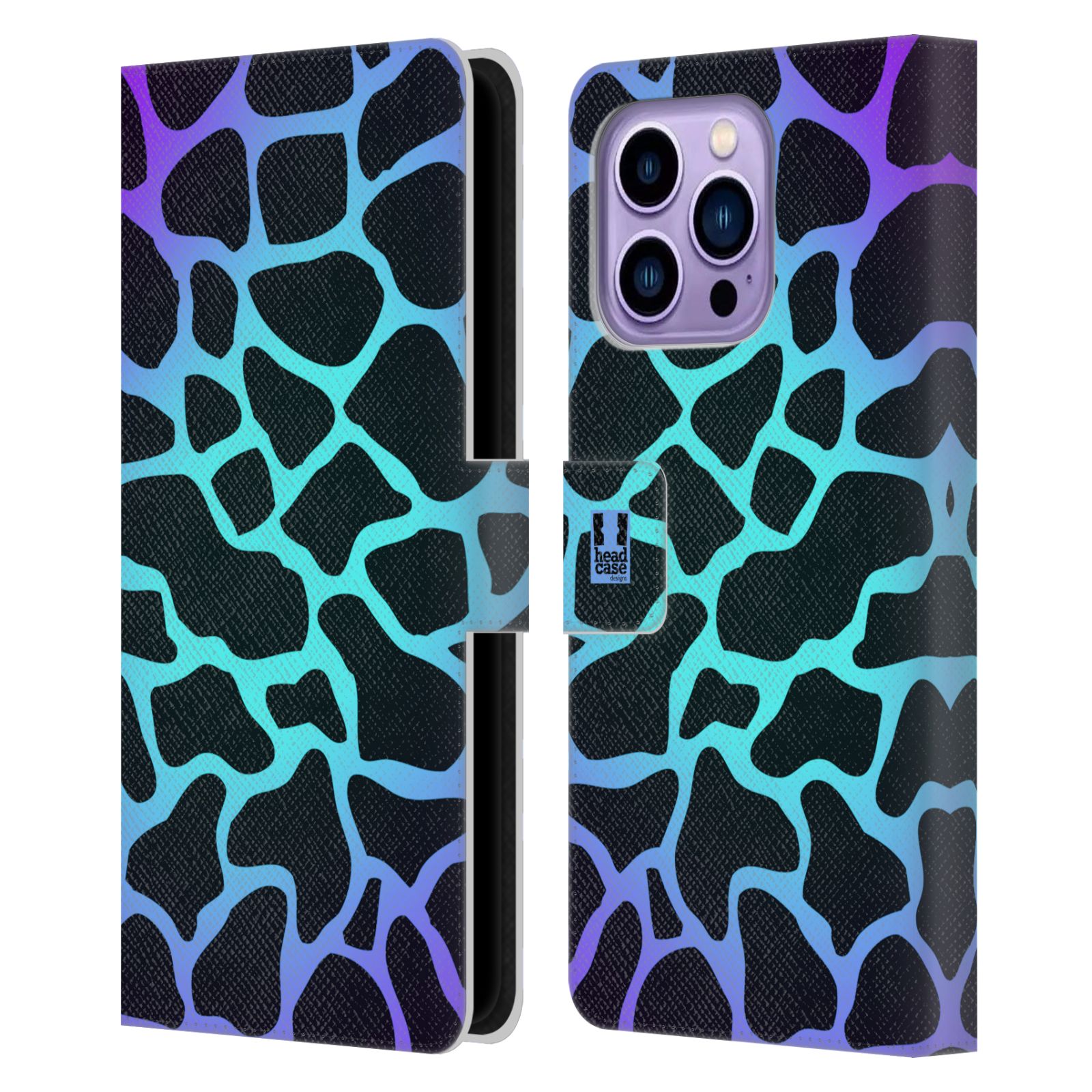 Pouzdro HEAD CASE na mobil Apple Iphone 14 PRO MAX Zvířecí barevné vzory magická tyrkysova žirafa