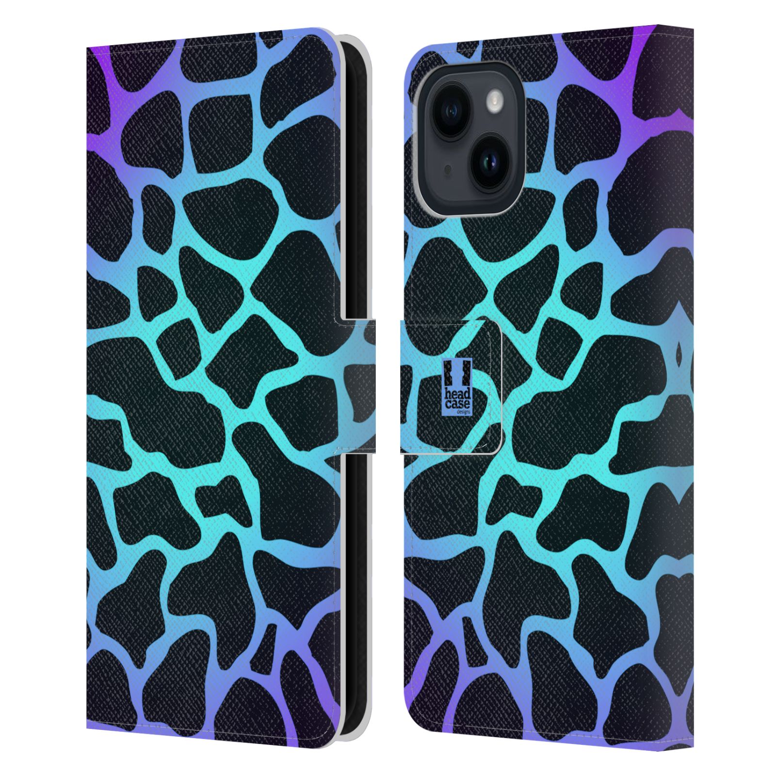 Pouzdro HEAD CASE na mobil Apple Iphone 15 Zvířecí barevné vzory magická tyrkysova žirafa