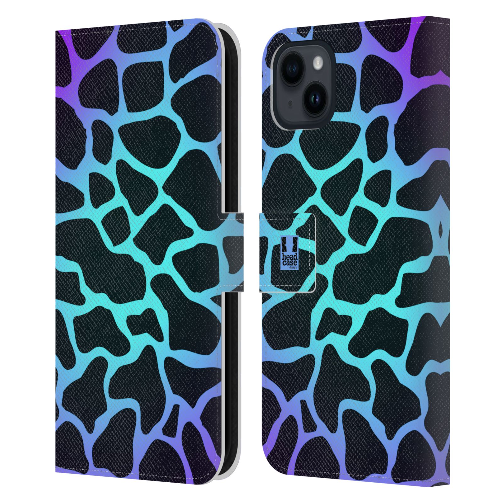 Pouzdro HEAD CASE na mobil Apple Iphone 15 PLUS Zvířecí barevné vzory magická tyrkysova žirafa