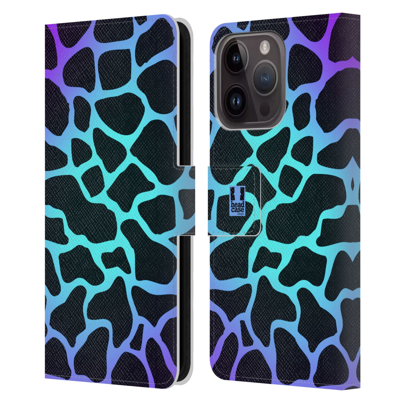 Pouzdro HEAD CASE na mobil Apple Iphone 15 PRO Zvířecí barevné vzory magická tyrkysova žirafa