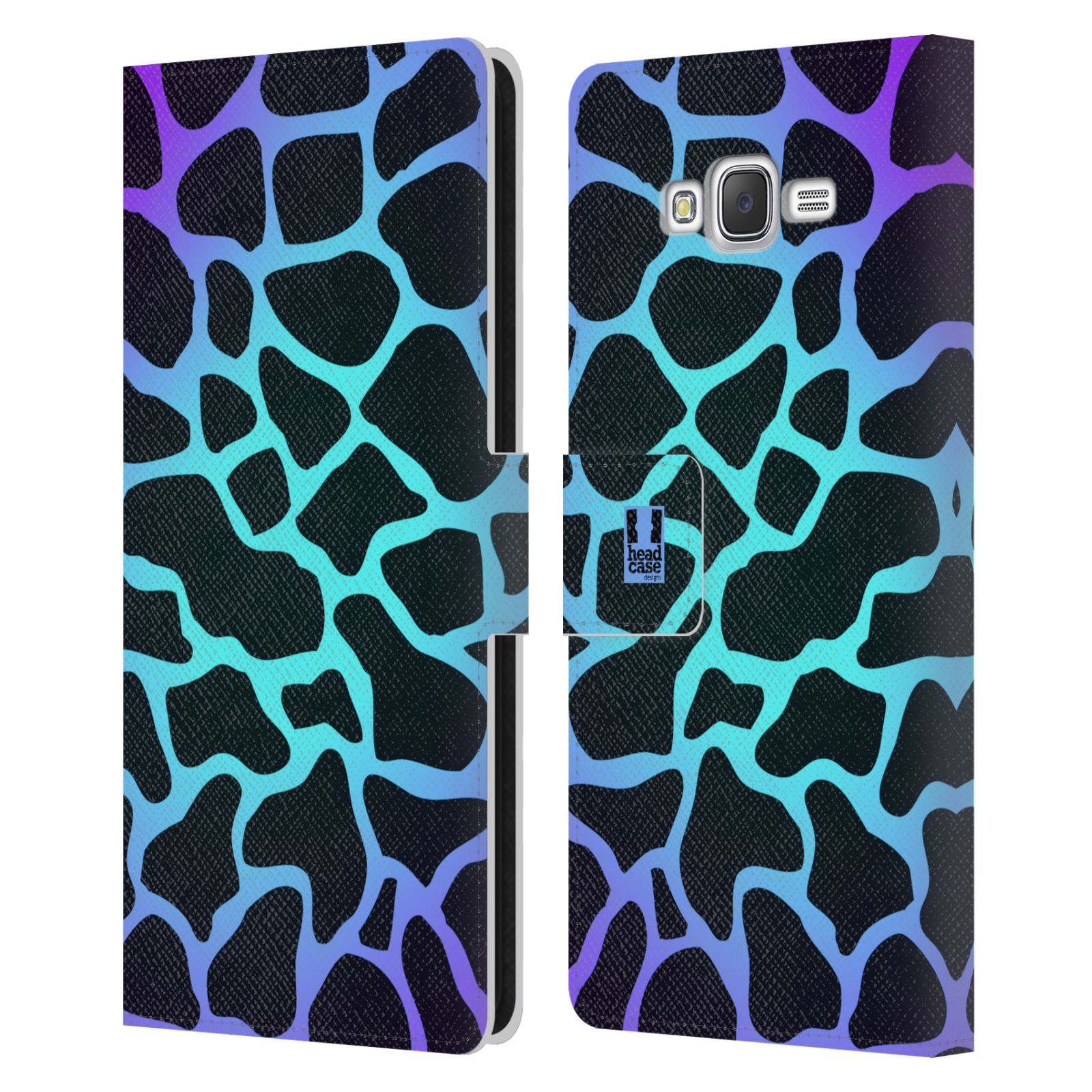 HEAD CASE Flipové pouzdro pro mobil Samsung Galaxy J7, J700 Zvířecí barevné vzory magická tyrkysova žirafa