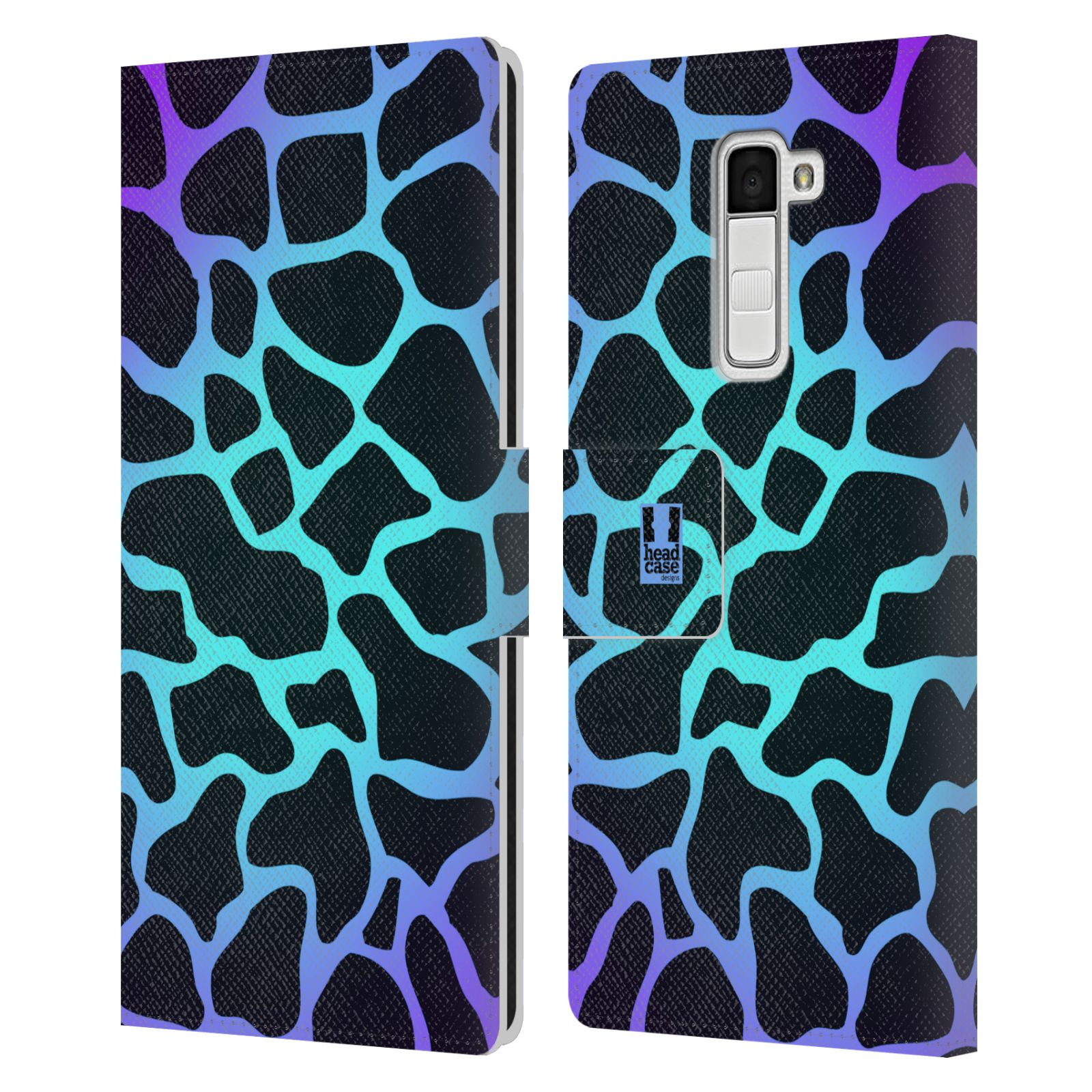 HEAD CASE Flipové pouzdro pro mobil LG K10 Zvířecí barevné vzory magická tyrkysova žirafa