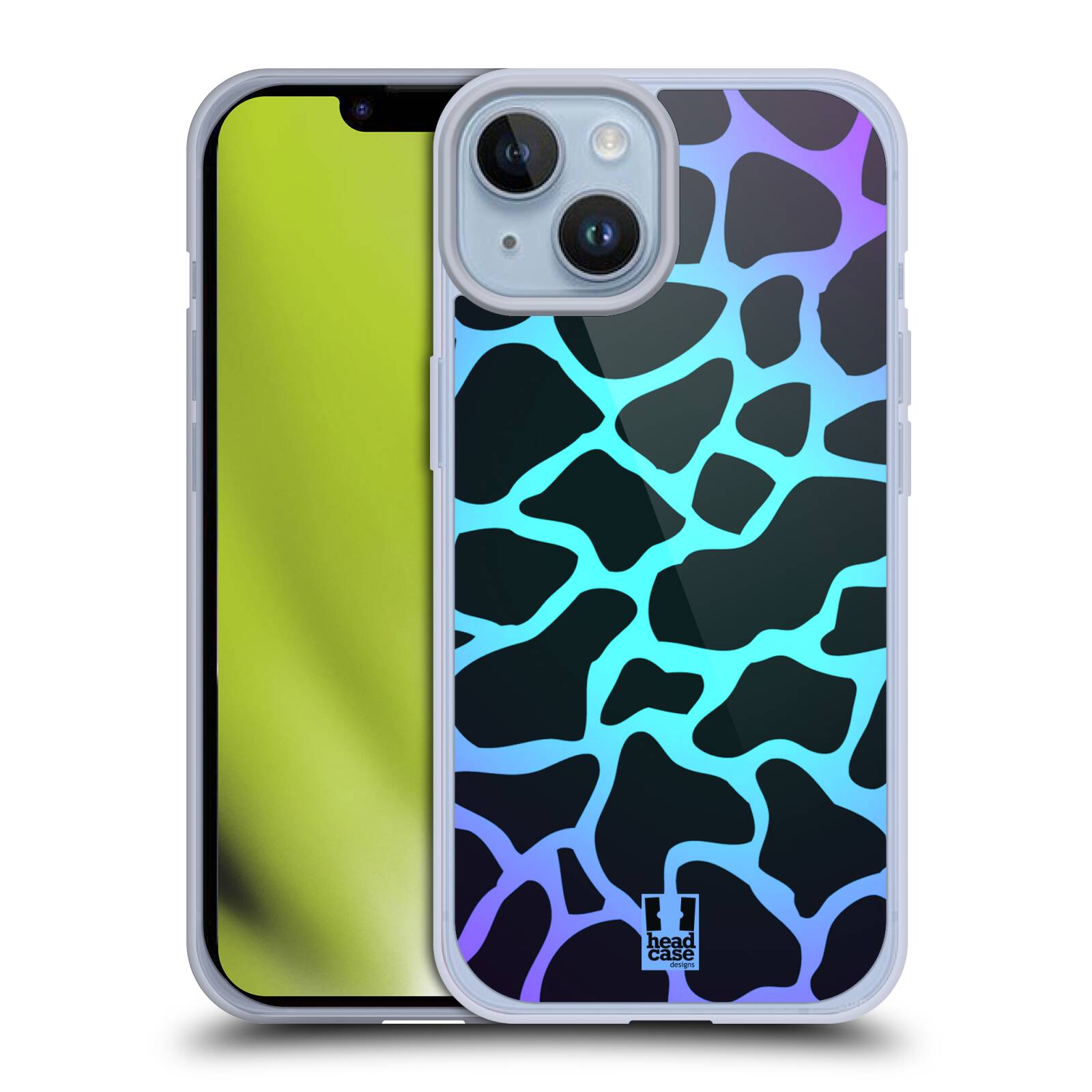 Plastový obal HEAD CASE na mobil Apple Iphone 14 vzor Divočina zvíře tyrkysová žirafa magický vzor