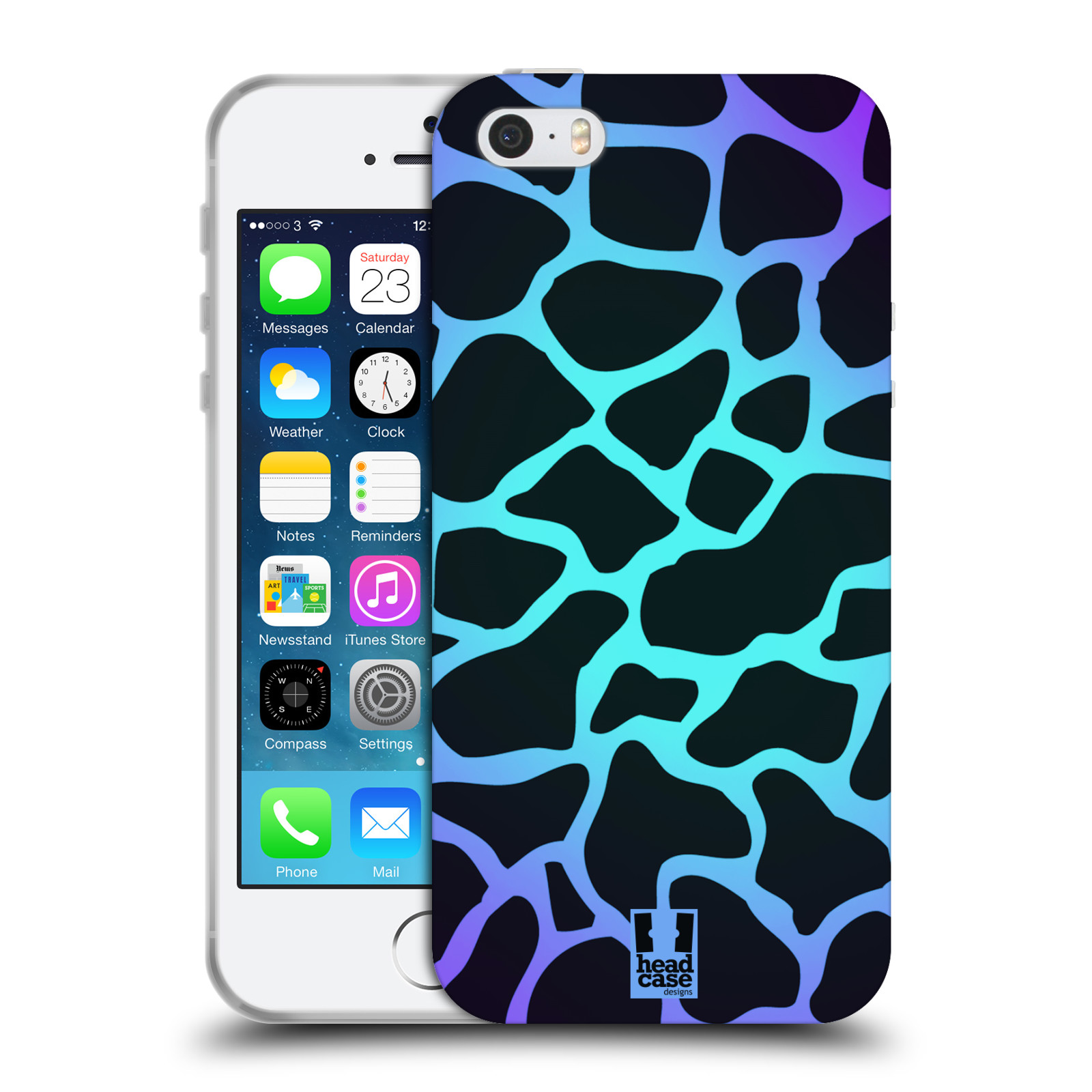 HEAD CASE silikonový obal na mobil Apple Iphone 5/5S vzor Divočina zvíře tyrkysová žirafa magický vzor