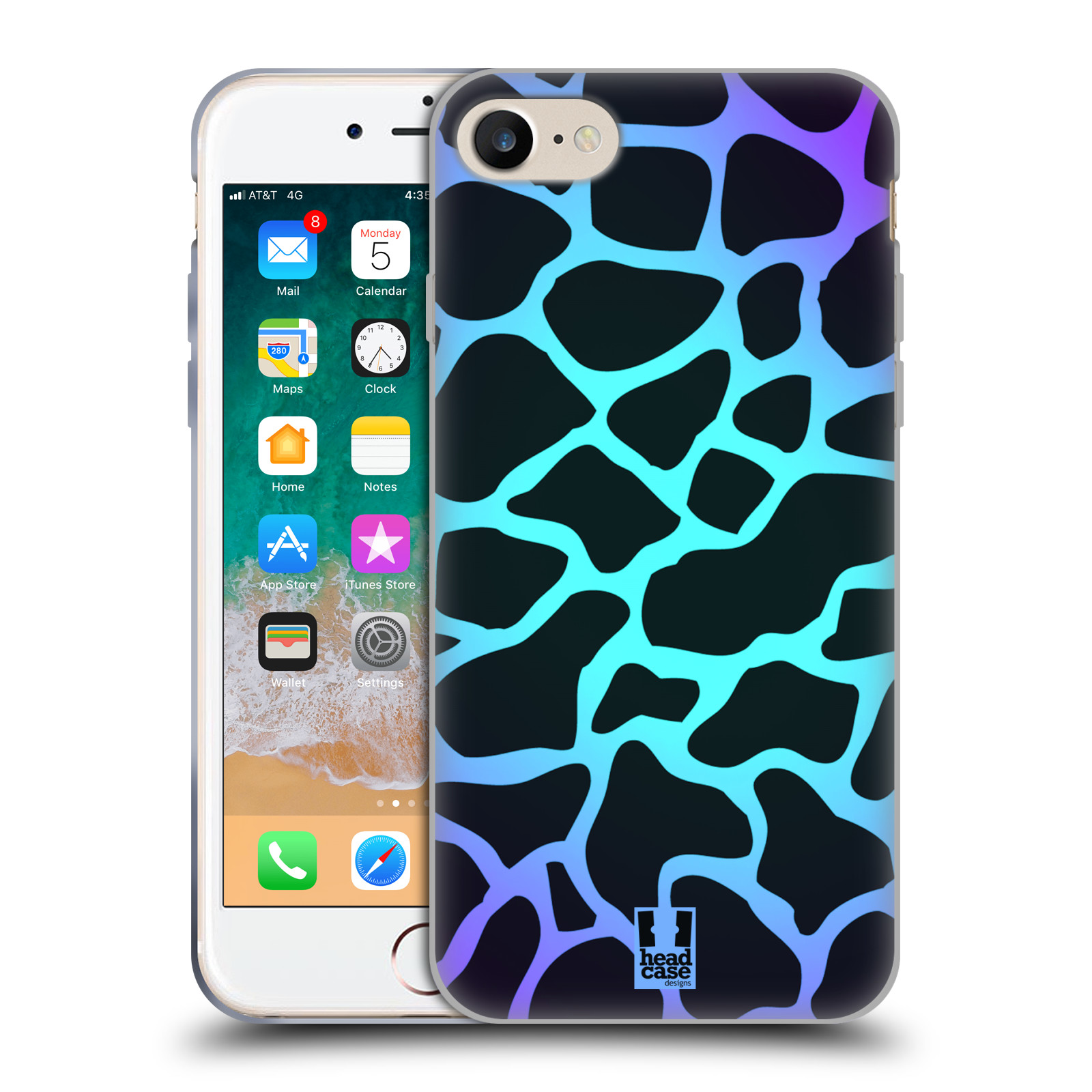 HEAD CASE silikonový obal na mobil Apple Iphone 7 vzor Divočina zvíře tyrkysová žirafa magický vzor