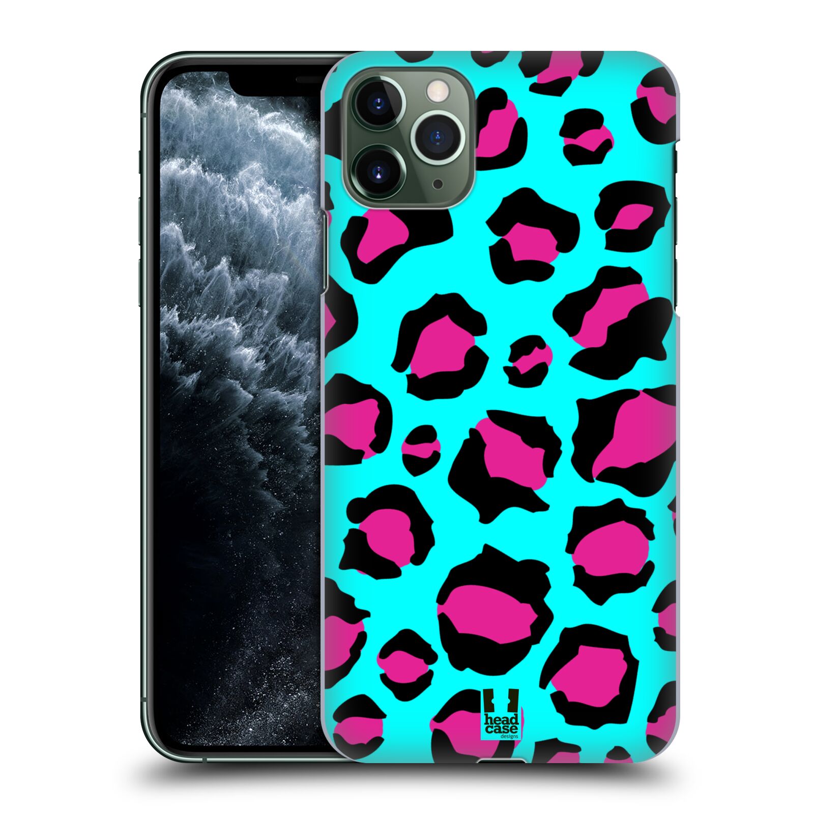 Pouzdro na mobil Apple Iphone 11 PRO MAX - HEAD CASE - vzor Divočina zvíře tyrkysový leopard